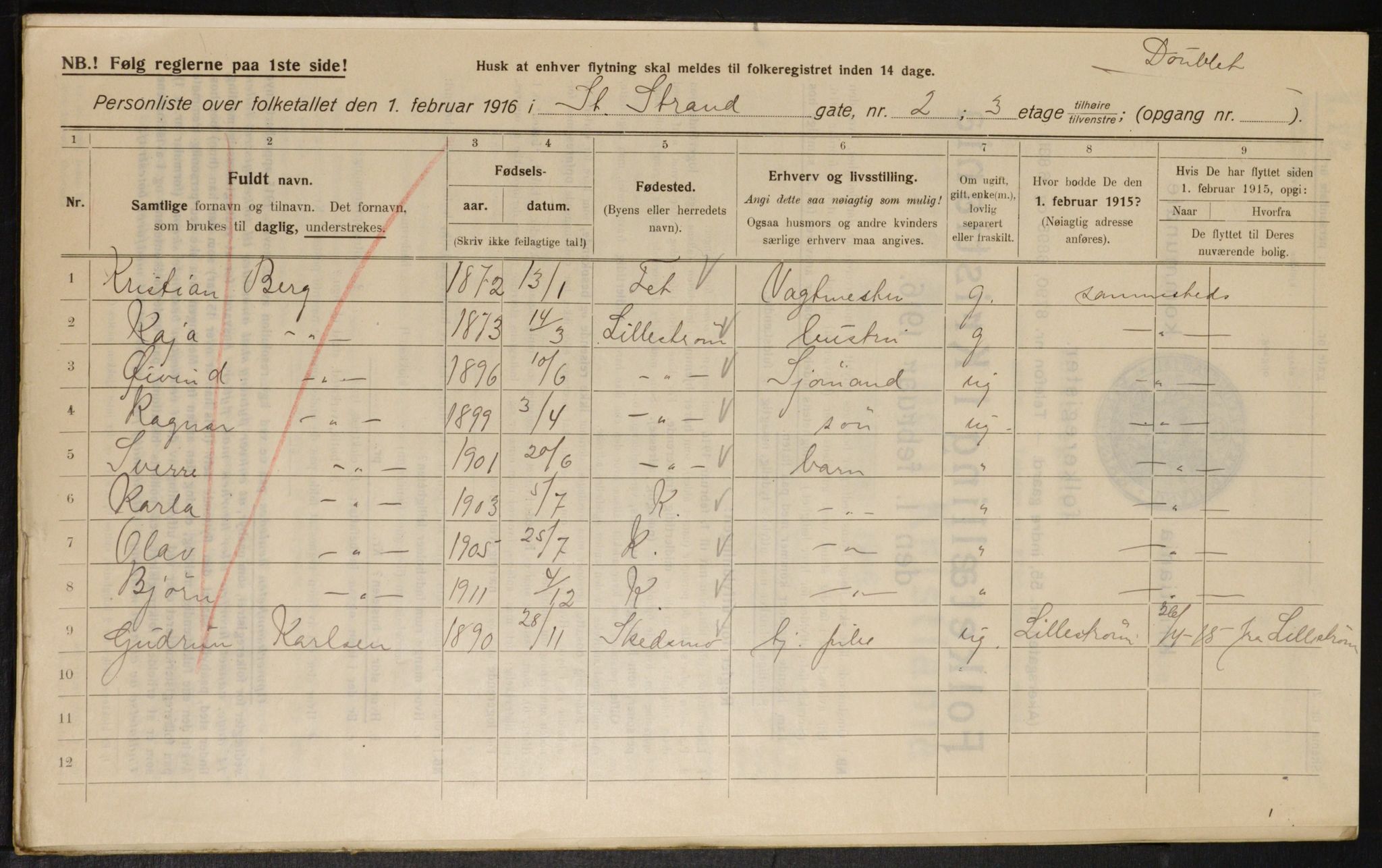 OBA, Municipal Census 1916 for Kristiania, 1916, p. 105659