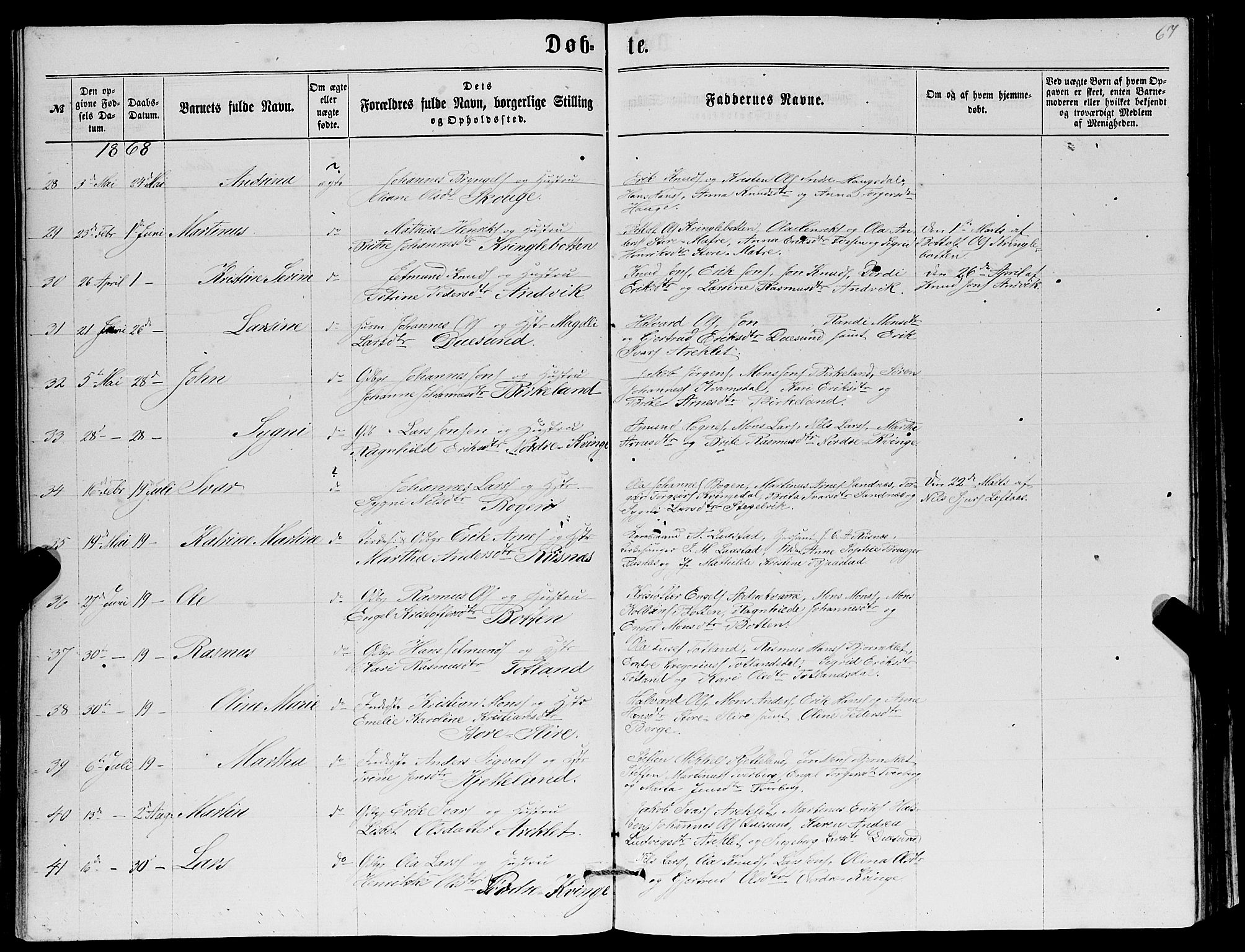 Masfjorden Sokneprestembete, AV/SAB-A-77001: Parish register (copy) no. A 1, 1851-1875, p. 67