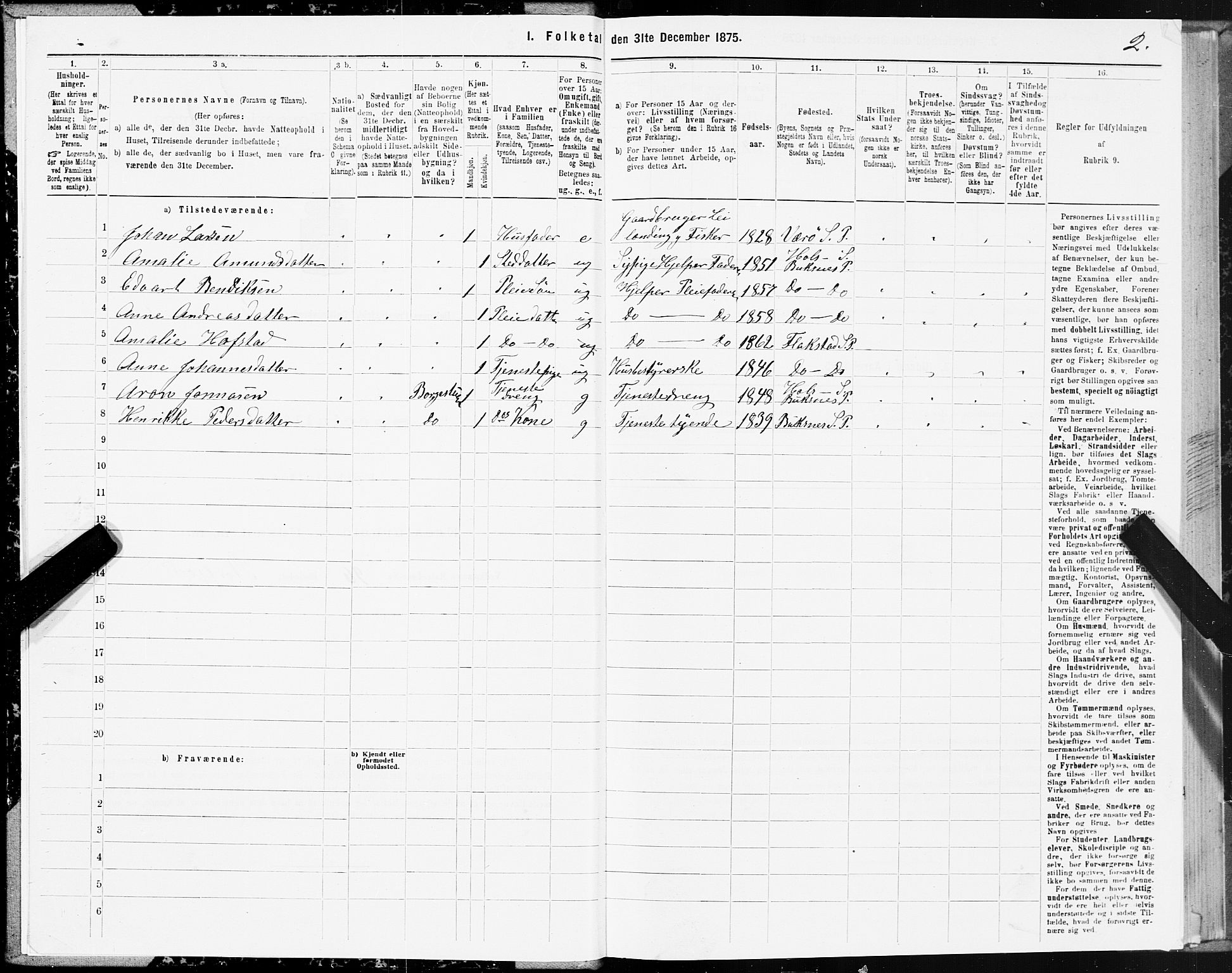 SAT, 1875 census for 1860P Buksnes, 1875, p. 3002