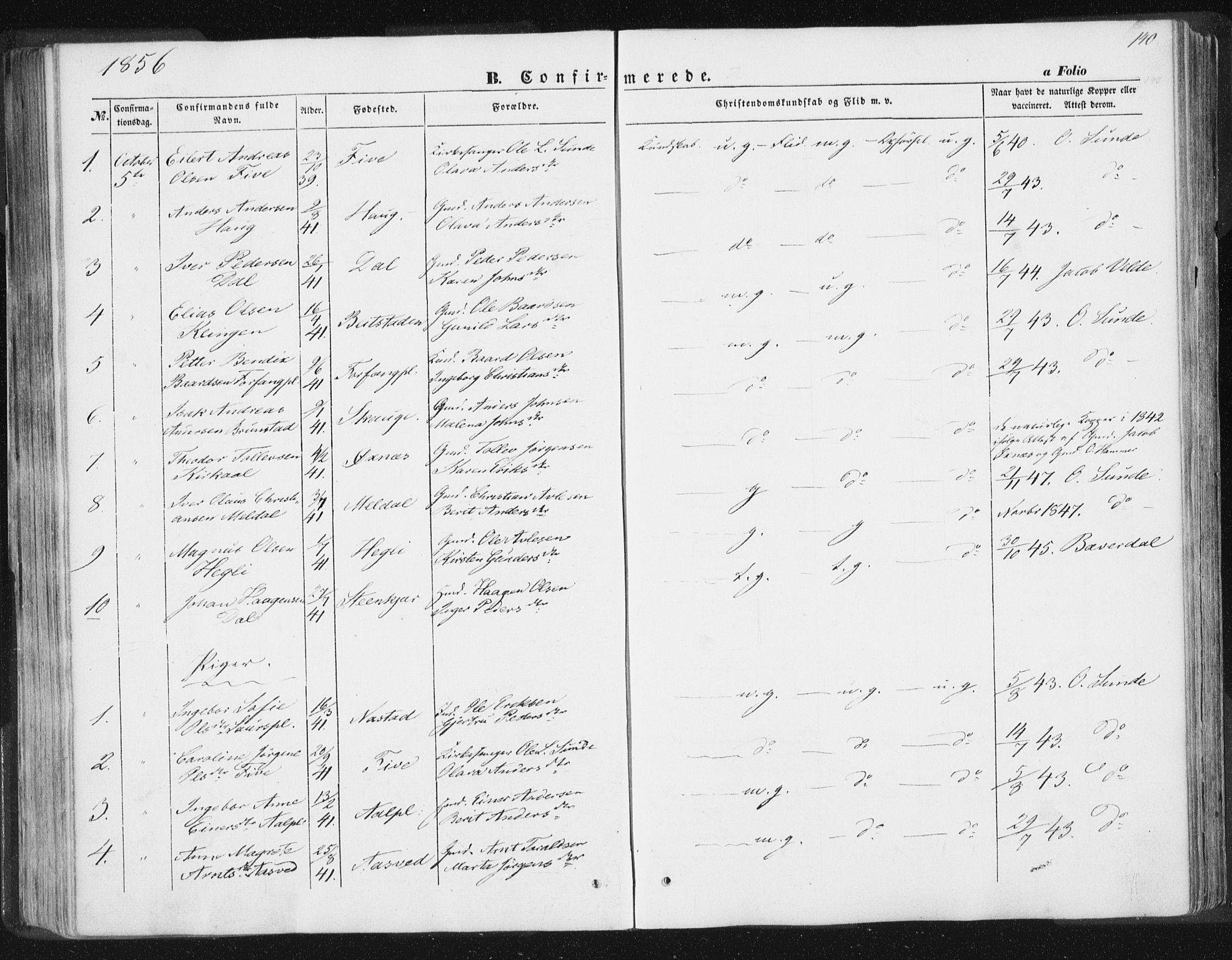 Ministerialprotokoller, klokkerbøker og fødselsregistre - Nord-Trøndelag, AV/SAT-A-1458/746/L0446: Parish register (official) no. 746A05, 1846-1859, p. 140