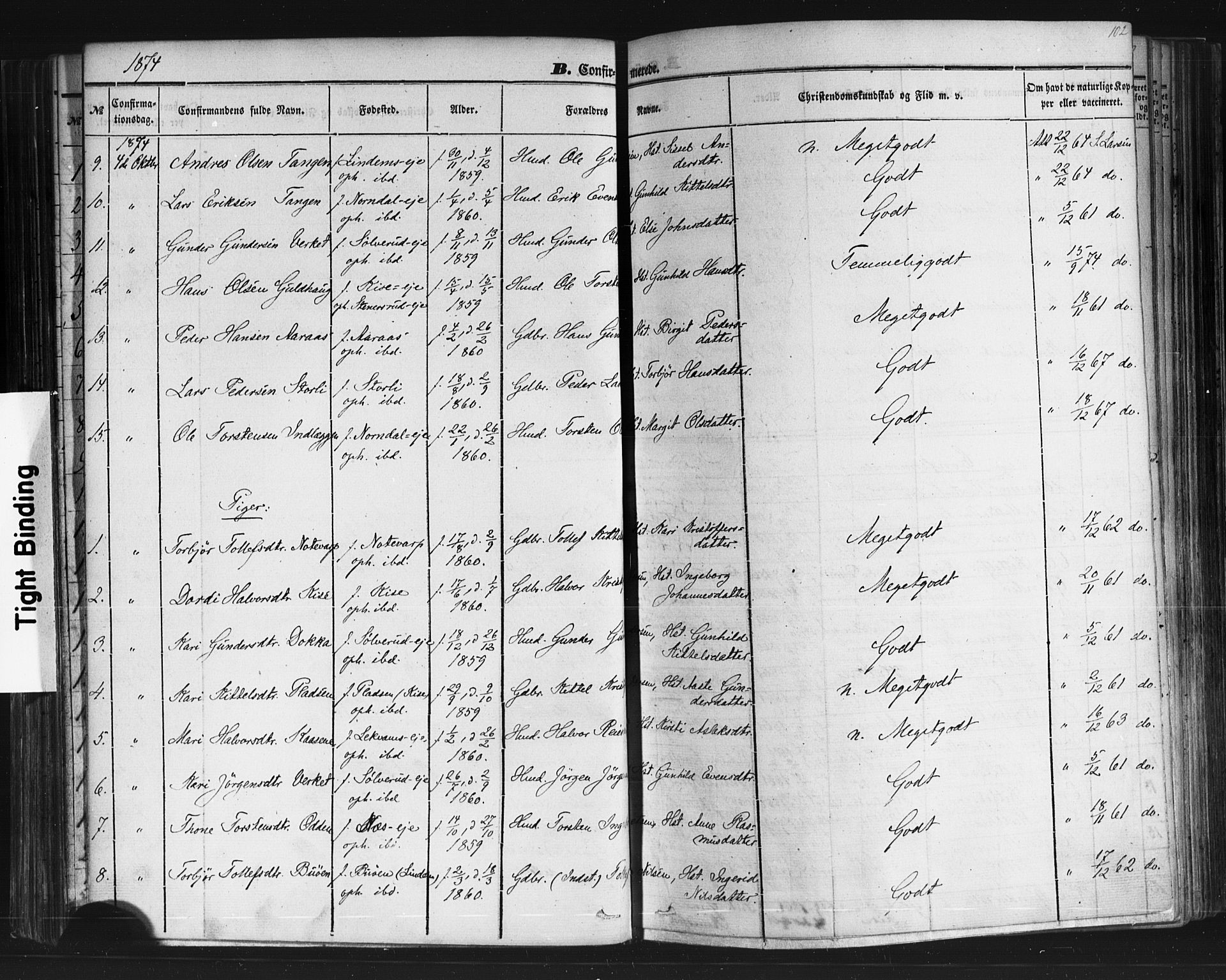 Sauherad kirkebøker, SAKO/A-298/F/Fb/L0001: Parish register (official) no. II 1, 1851-1877, p. 102