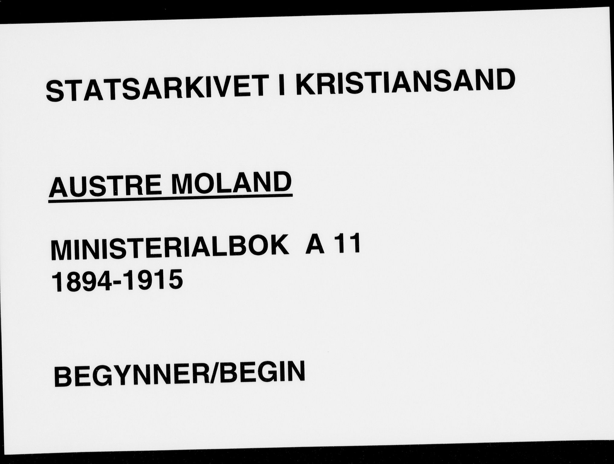 Austre Moland sokneprestkontor, SAK/1111-0001/F/Fa/Faa/L0011: Parish register (official) no. A 11, 1894-1915