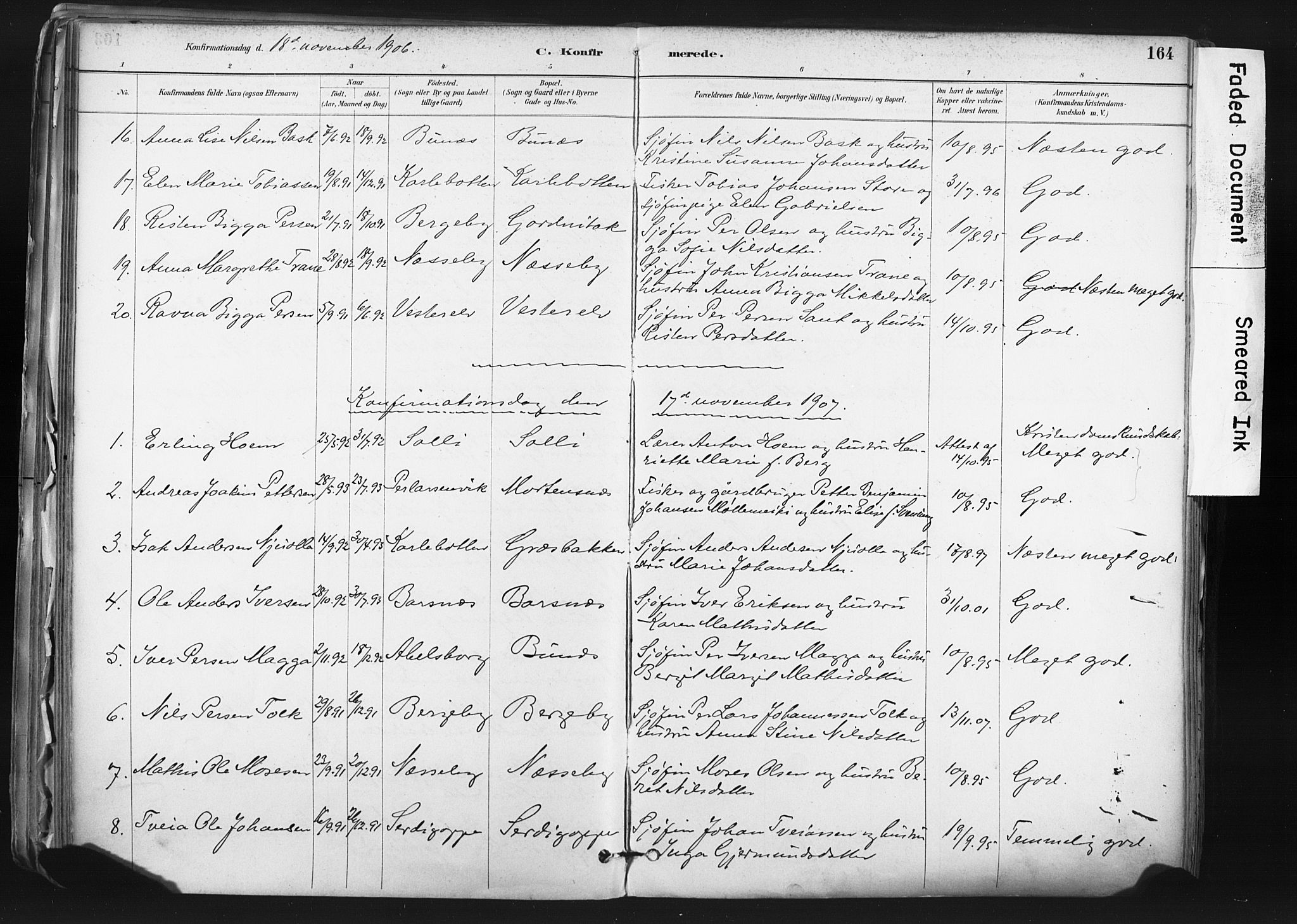 Nesseby sokneprestkontor, SATØ/S-1330/H/Ha/L0006kirke: Parish register (official) no. 6, 1885-1985, p. 164