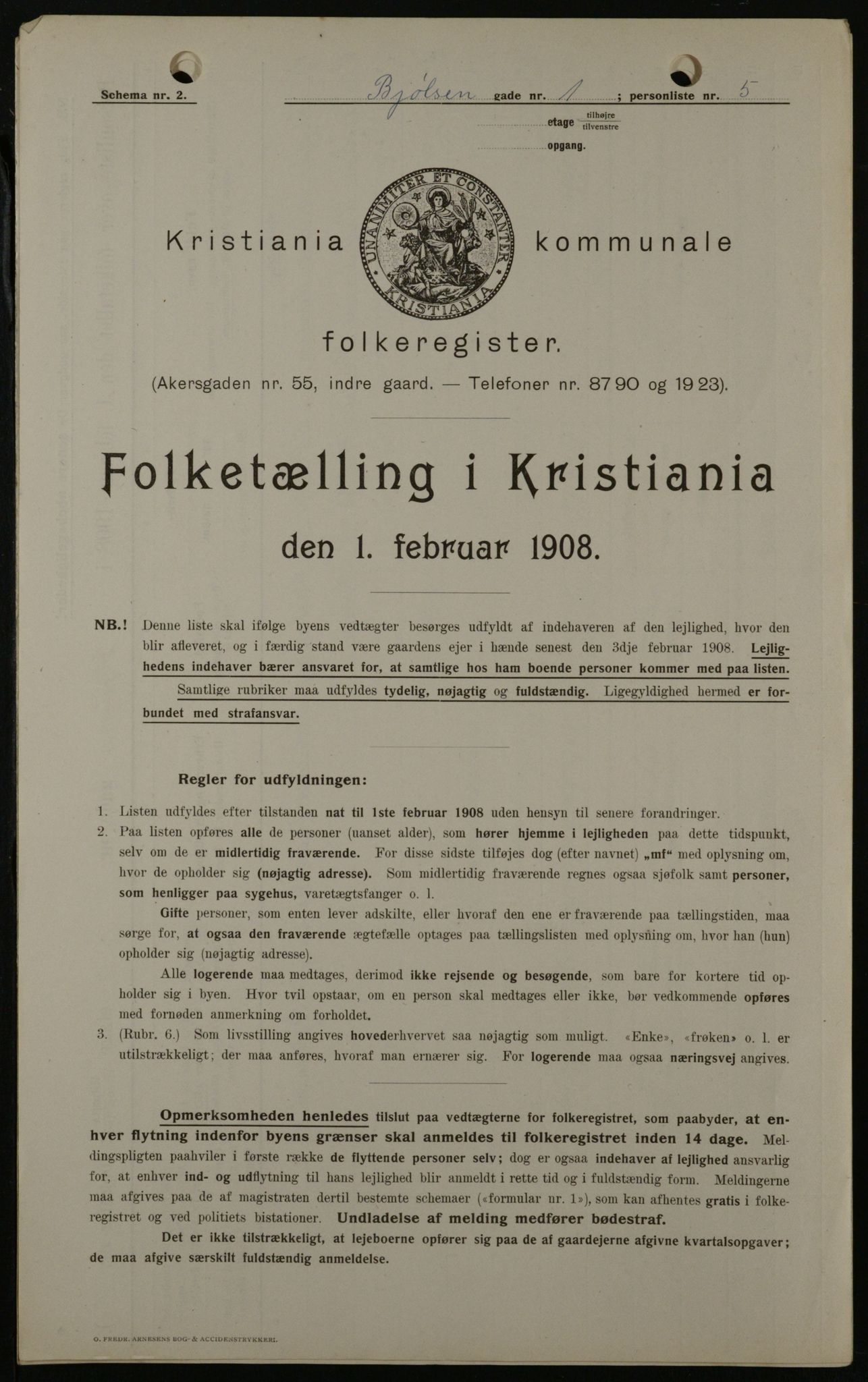 OBA, Municipal Census 1908 for Kristiania, 1908, p. 6304