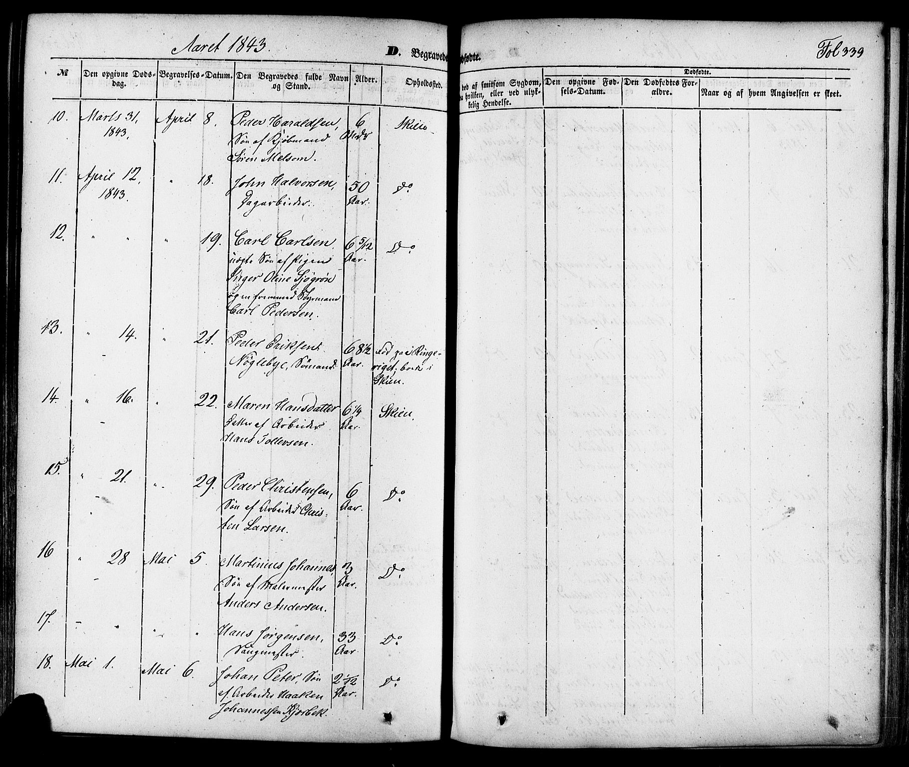 Skien kirkebøker, SAKO/A-302/F/Fa/L0006a: Parish register (official) no. 6A, 1843-1856, p. 339