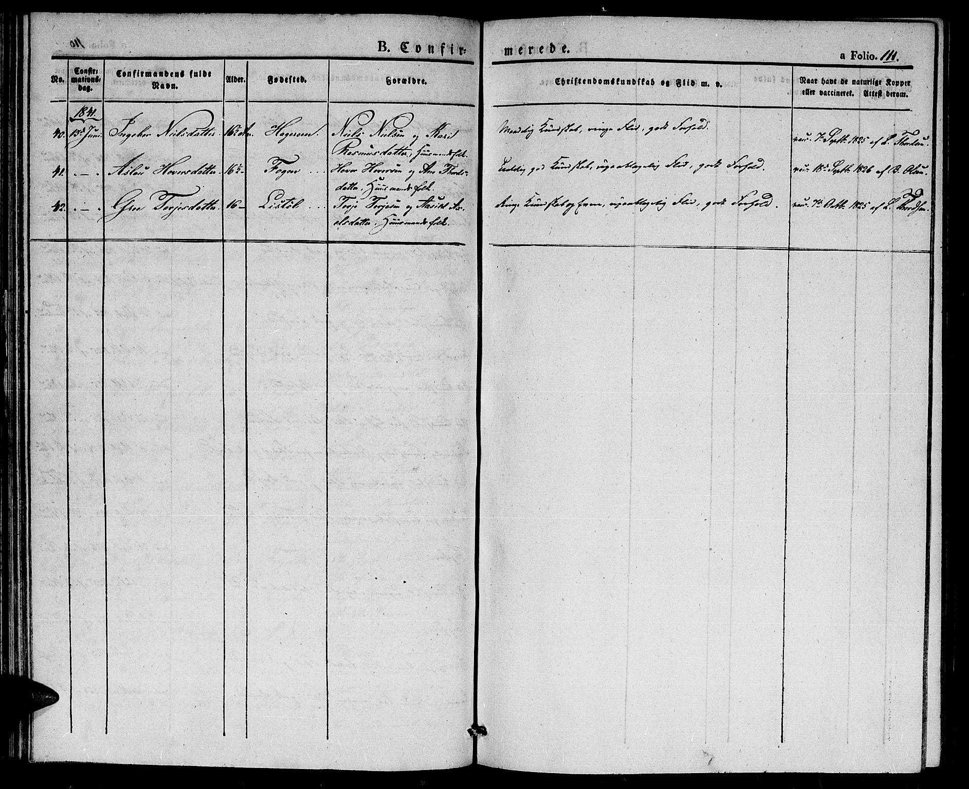 Gjerstad sokneprestkontor, AV/SAK-1111-0014/F/Fa/Faa/L0005: Parish register (official) no. A 5, 1829-1841, p. 111