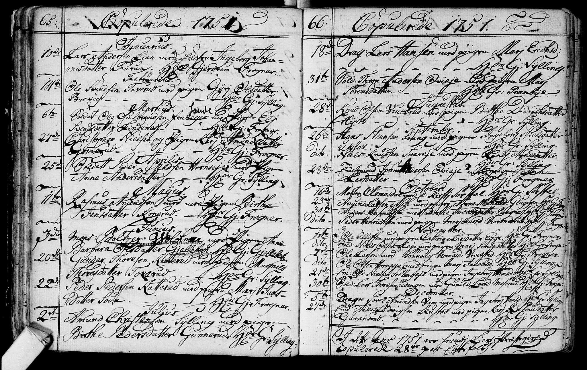 Lier kirkebøker, AV/SAKO-A-230/F/Fa/L0004: Parish register (official) no. I 4, 1749-1764, p. 65-66