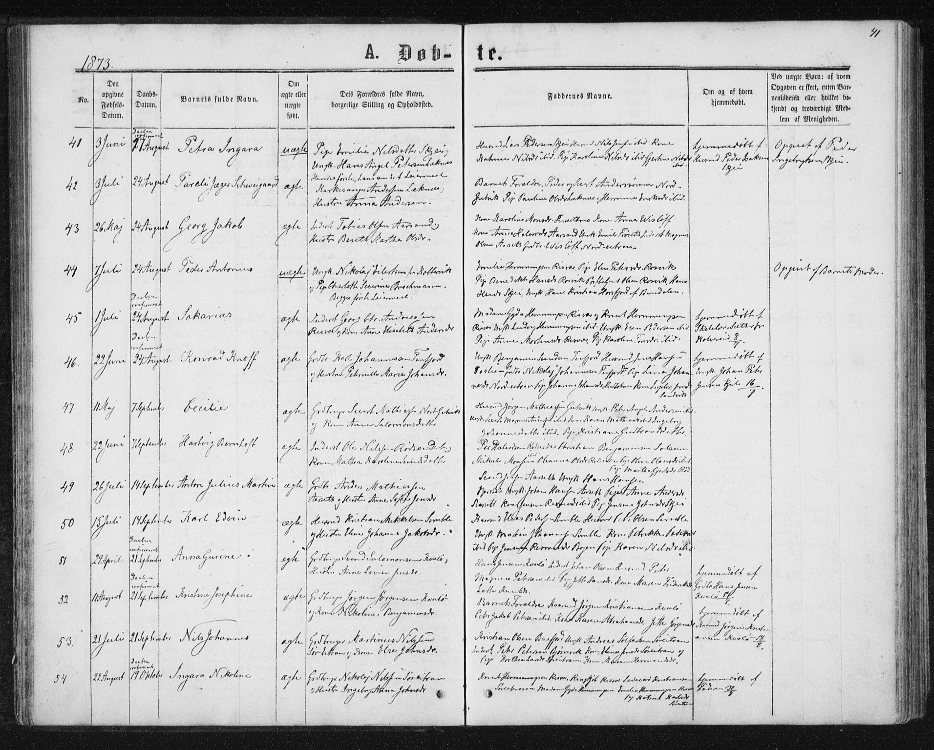 Ministerialprotokoller, klokkerbøker og fødselsregistre - Nord-Trøndelag, SAT/A-1458/788/L0696: Parish register (official) no. 788A03, 1863-1877, p. 41
