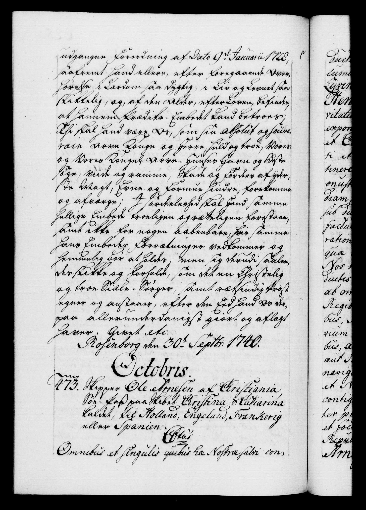 Danske Kanselli 1572-1799, AV/RA-EA-3023/F/Fc/Fca/Fcaa/L0031: Norske registre, 1739-1740, p. 628b