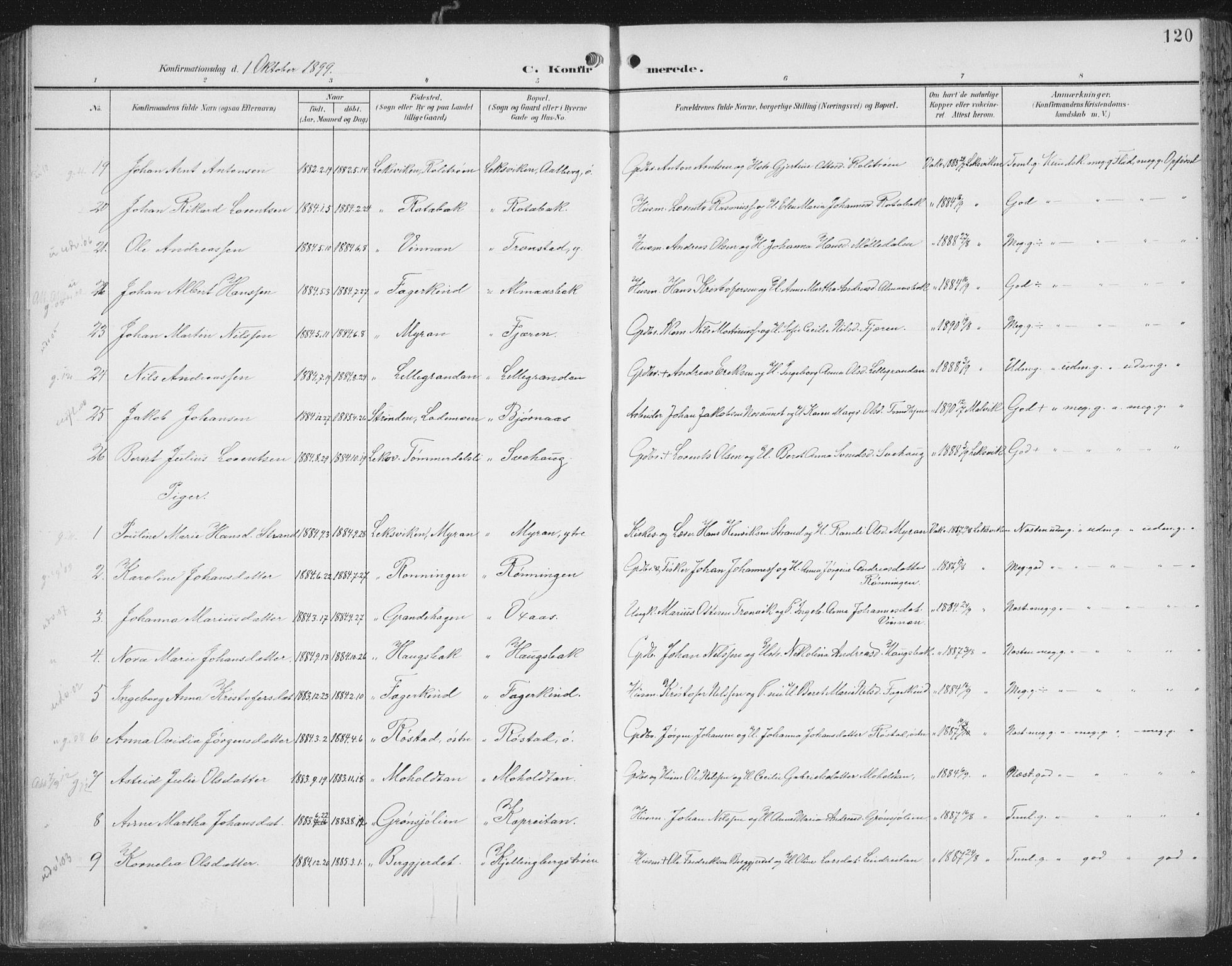 Ministerialprotokoller, klokkerbøker og fødselsregistre - Nord-Trøndelag, SAT/A-1458/701/L0011: Parish register (official) no. 701A11, 1899-1915, p. 120