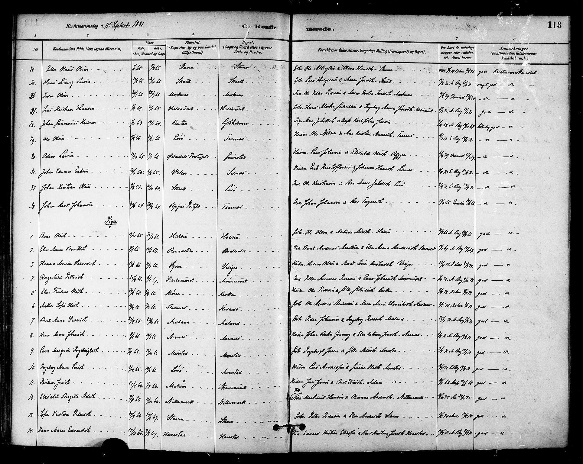 Ministerialprotokoller, klokkerbøker og fødselsregistre - Sør-Trøndelag, SAT/A-1456/655/L0680: Parish register (official) no. 655A09, 1880-1894, p. 113