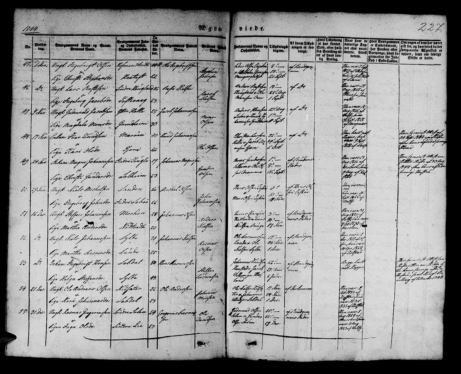 Manger sokneprestembete, AV/SAB-A-76801/H/Haa: Parish register (official) no. A 5, 1839-1848, p. 227