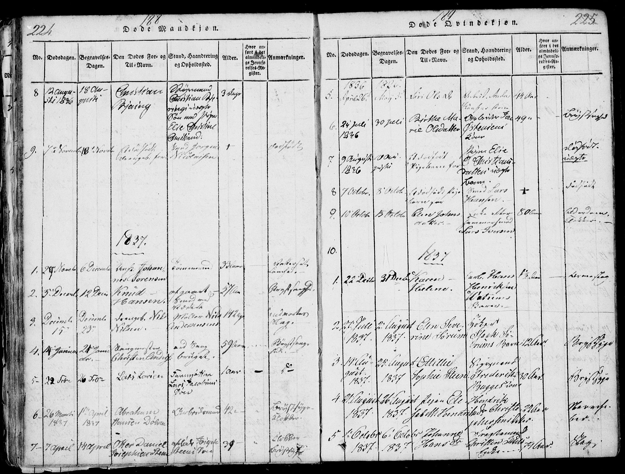 Larvik kirkebøker, SAKO/A-352/F/Fb/L0002: Parish register (official) no. II 2, 1818-1842, p. 224-225