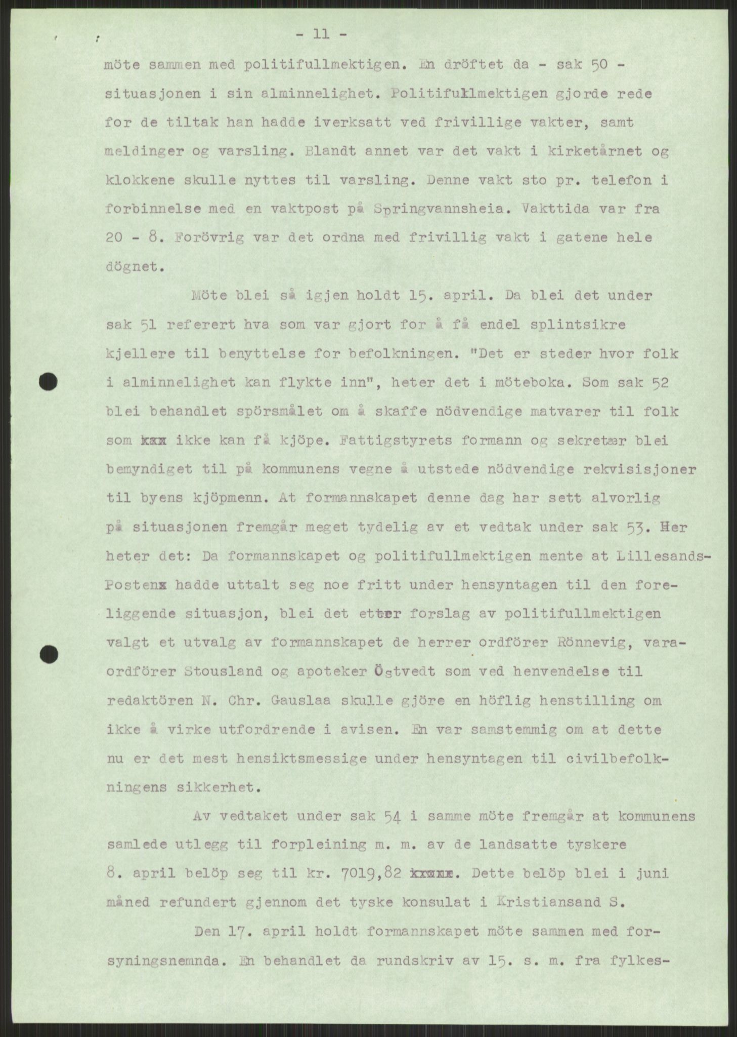 Forsvaret, Forsvarets krigshistoriske avdeling, AV/RA-RAFA-2017/Y/Ya/L0014: II-C-11-31 - Fylkesmenn.  Rapporter om krigsbegivenhetene 1940., 1940, p. 779