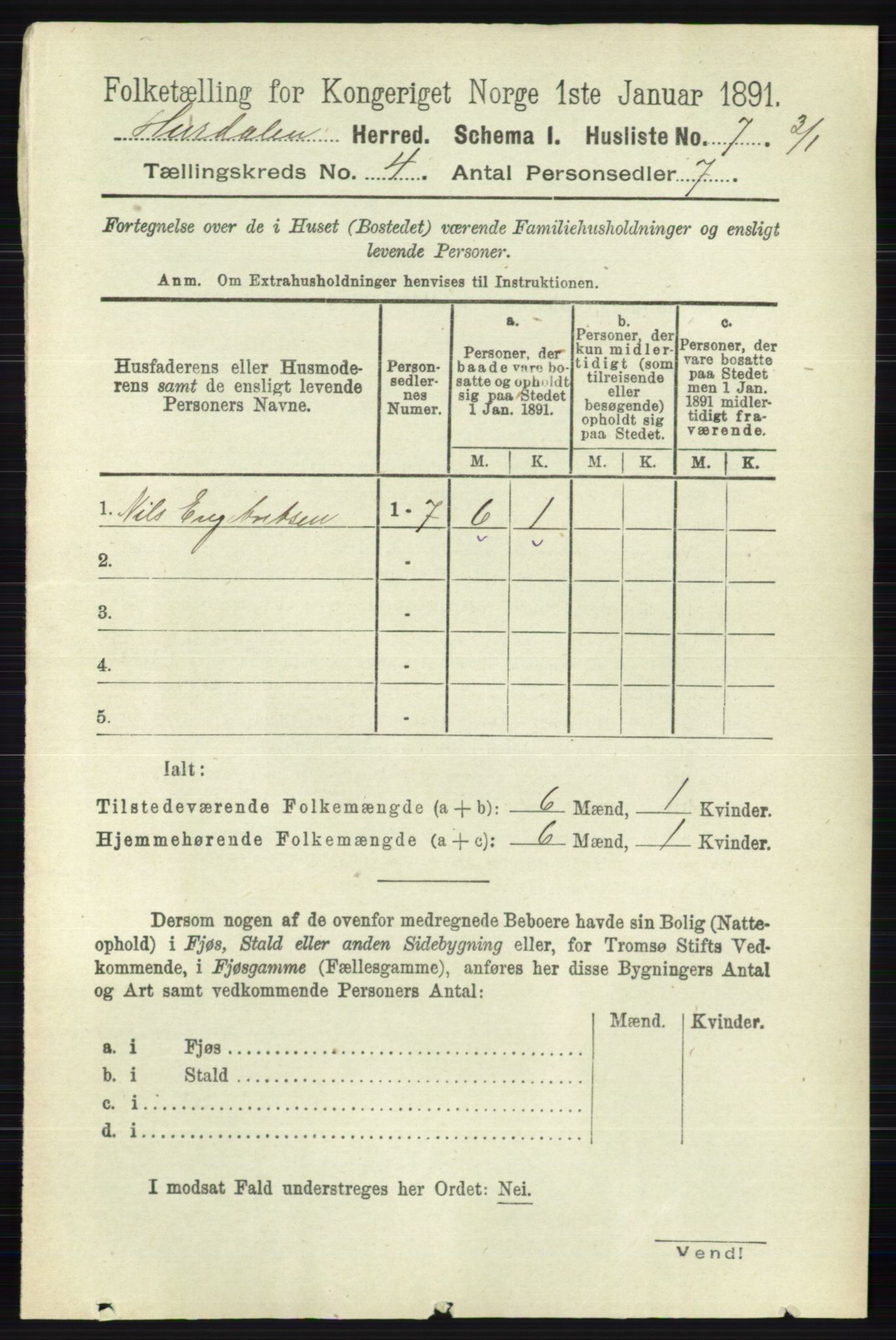 RA, 1891 census for 0239 Hurdal, 1891, p. 1330