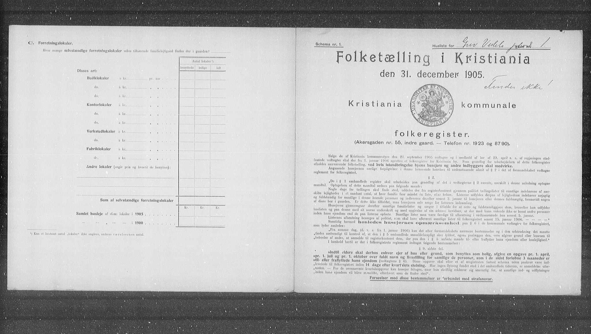 OBA, Municipal Census 1905 for Kristiania, 1905, p. 15459