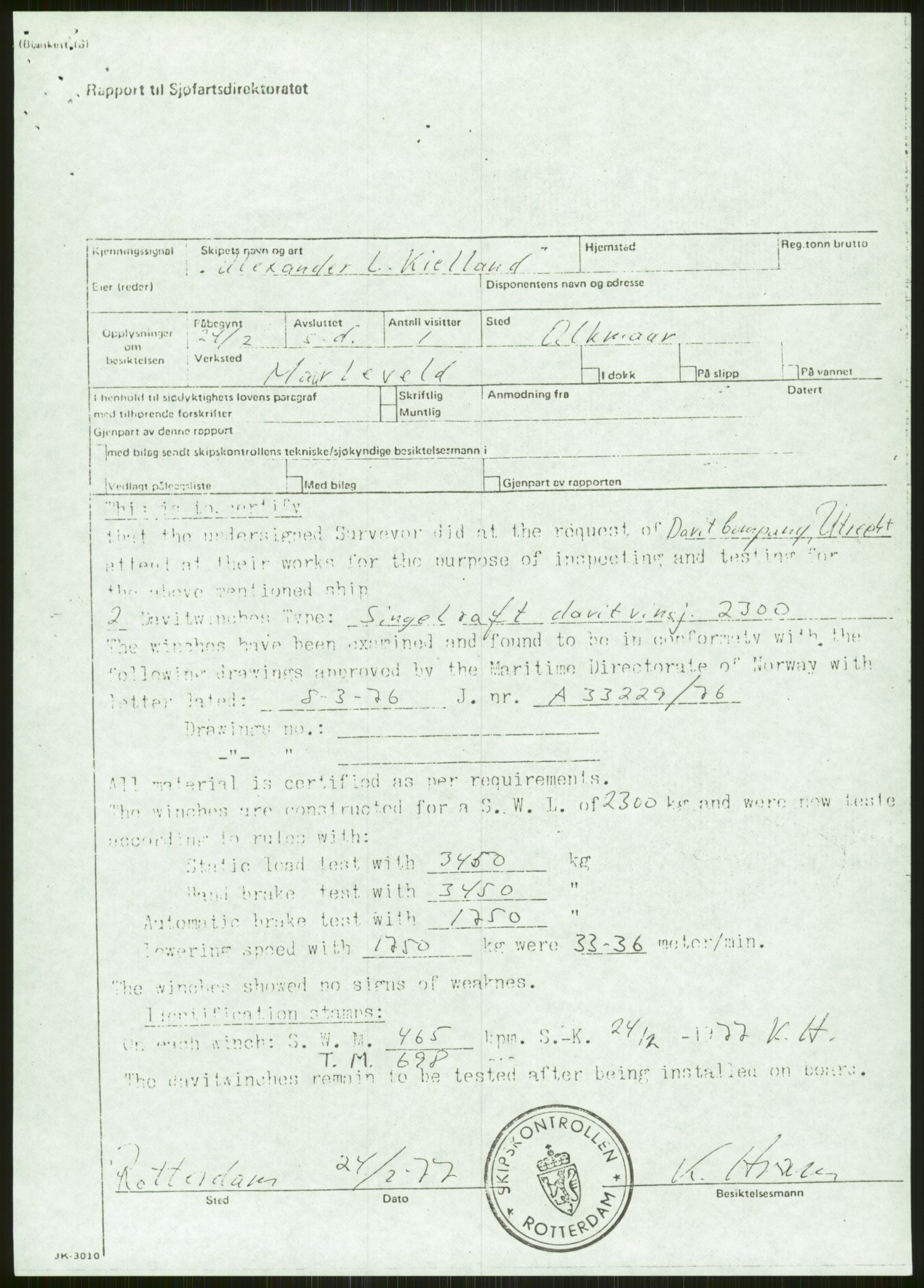 Justisdepartementet, Granskningskommisjonen ved Alexander Kielland-ulykken 27.3.1980, RA/S-1165/D/L0006: A Alexander L. Kielland (Doku.liste + A3-A6, A11-A13, A18-A20-A21, A23, A31 av 31)/Dykkerjournaler, 1980-1981, p. 40