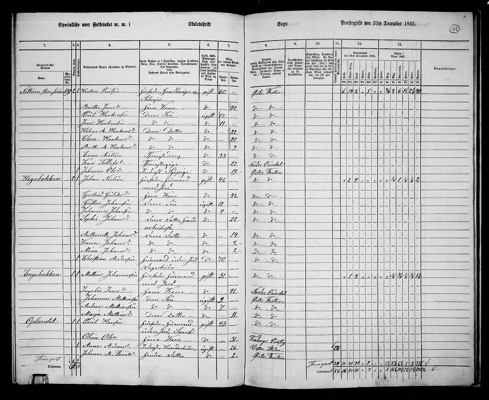 RA, 1865 census for Østre Toten, 1865, p. 111