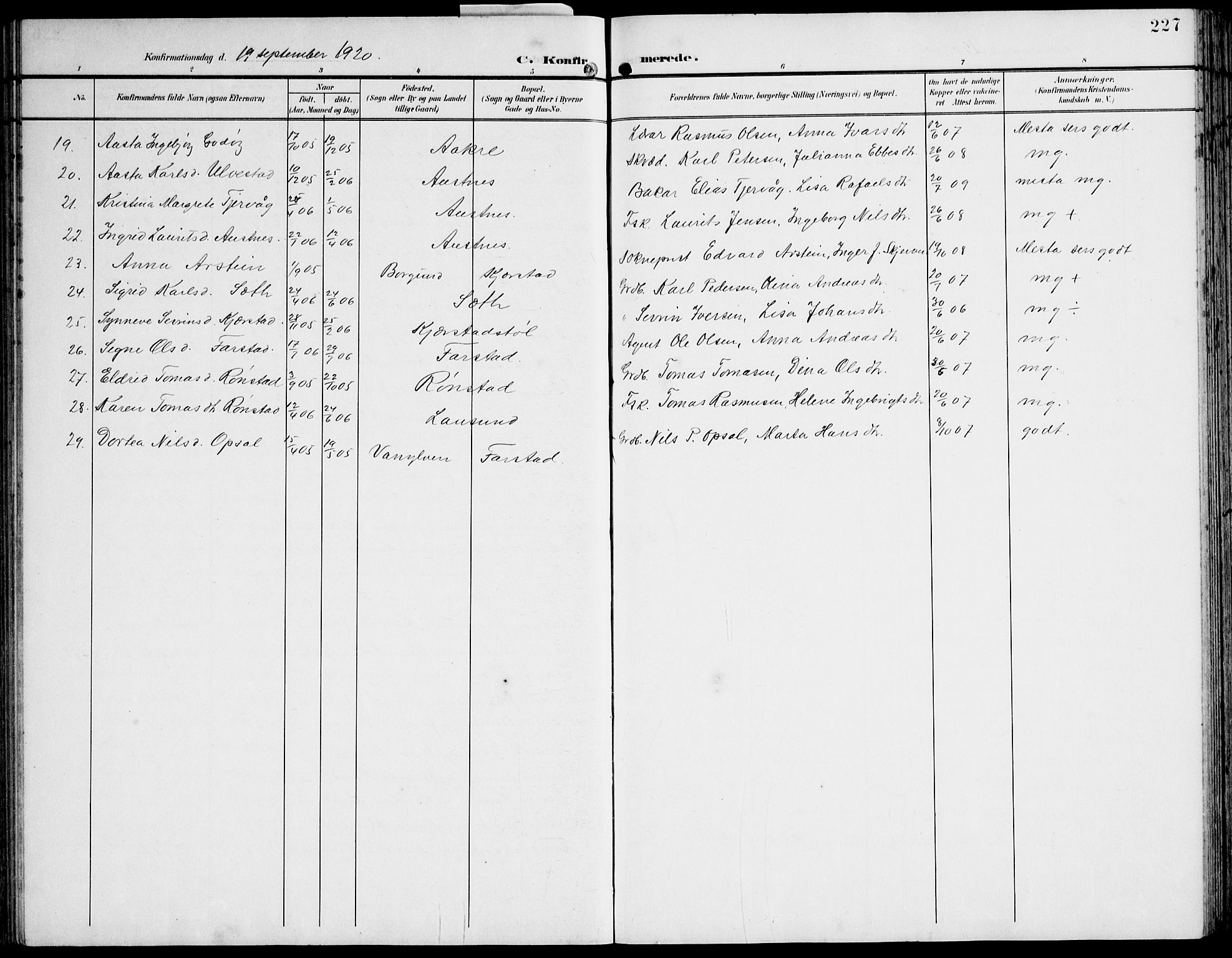 Ministerialprotokoller, klokkerbøker og fødselsregistre - Møre og Romsdal, AV/SAT-A-1454/536/L0511: Parish register (copy) no. 536C06, 1899-1944, p. 227