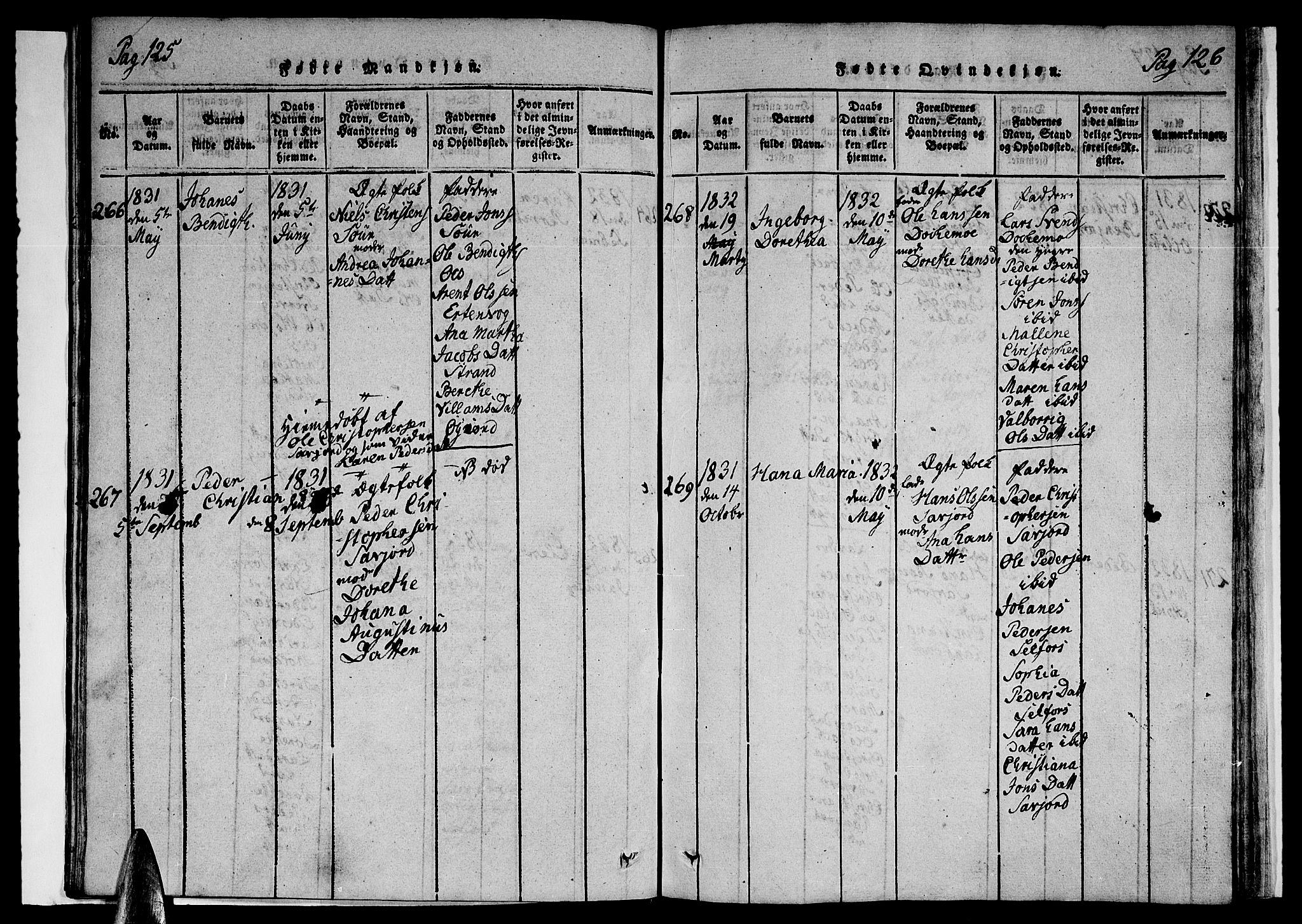 Ministerialprotokoller, klokkerbøker og fødselsregistre - Nordland, AV/SAT-A-1459/846/L0651: Parish register (copy) no. 846C01, 1821-1841, p. 125-126