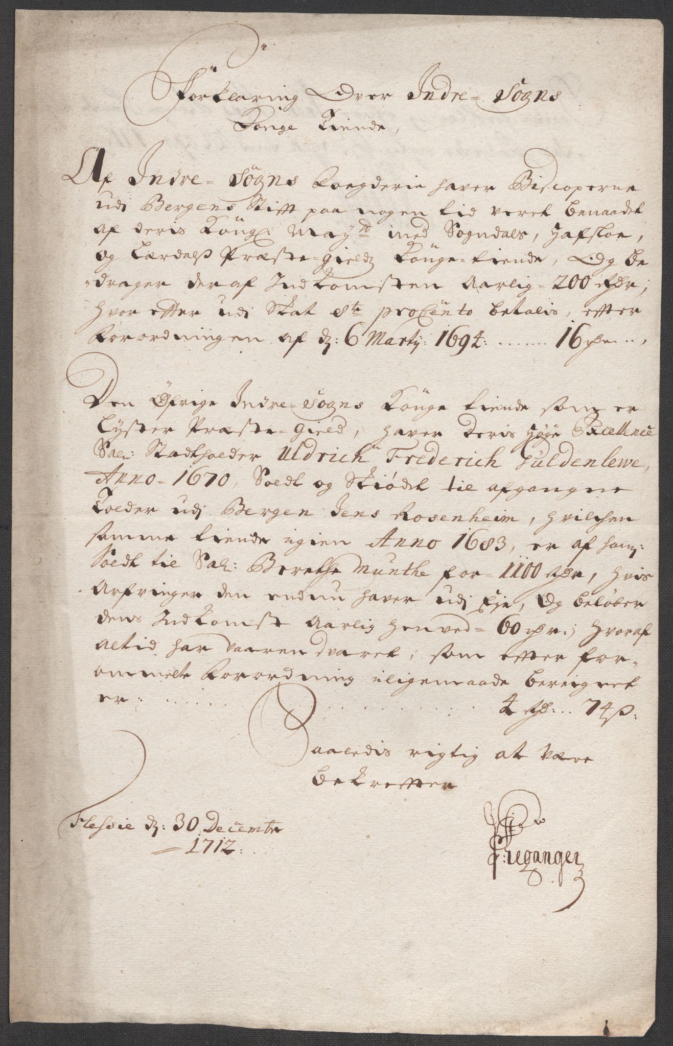 Rentekammeret inntil 1814, Reviderte regnskaper, Fogderegnskap, RA/EA-4092/R52/L3318: Fogderegnskap Sogn, 1712, p. 249