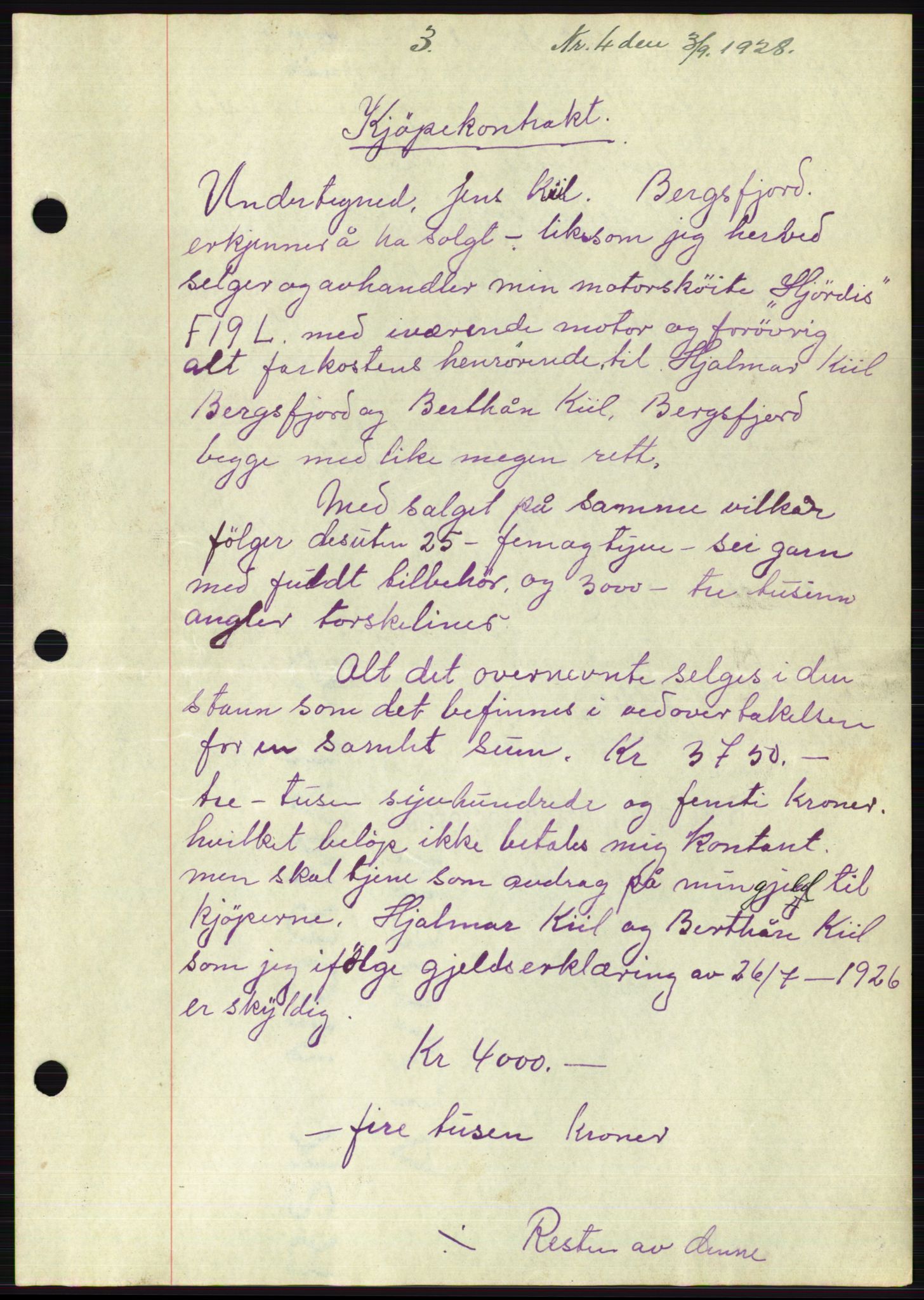Alta fogderi/sorenskriveri, SATØ/SATØ-5/1/K/Kd/L0025pantebok: Mortgage book no. 25, 1928-1930, p. 3