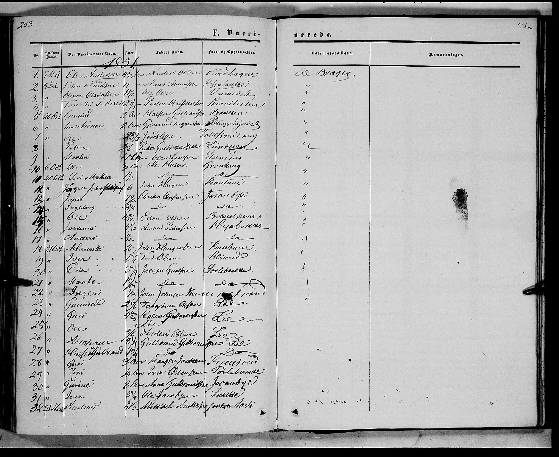 Sør-Aurdal prestekontor, SAH/PREST-128/H/Ha/Haa/L0007: Parish register (official) no. 7, 1849-1876, p. 203