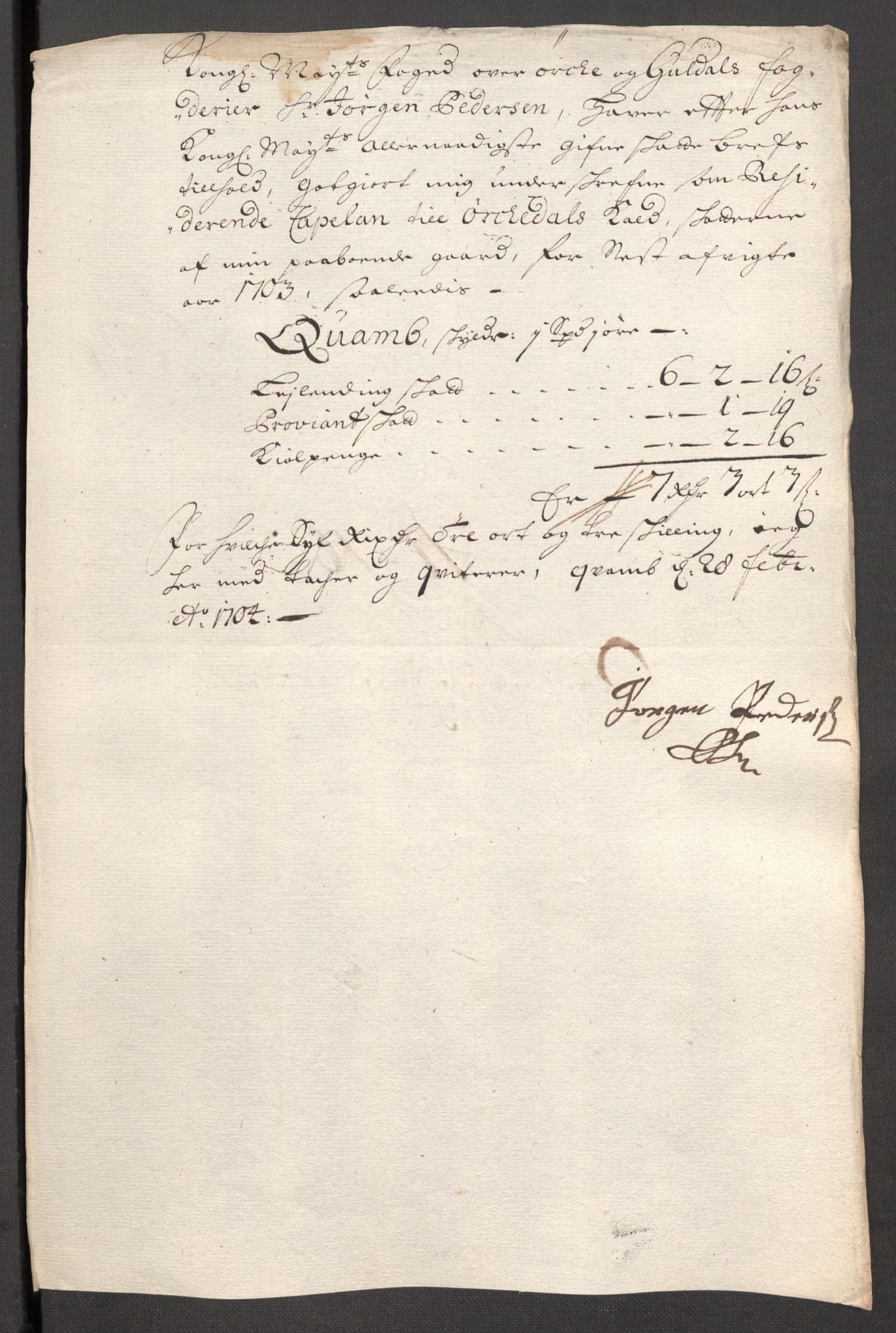 Rentekammeret inntil 1814, Reviderte regnskaper, Fogderegnskap, AV/RA-EA-4092/R60/L3953: Fogderegnskap Orkdal og Gauldal, 1703, p. 181