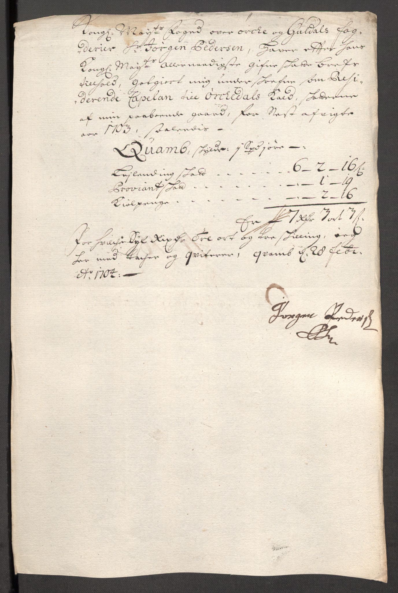 Rentekammeret inntil 1814, Reviderte regnskaper, Fogderegnskap, RA/EA-4092/R60/L3953: Fogderegnskap Orkdal og Gauldal, 1703, p. 181