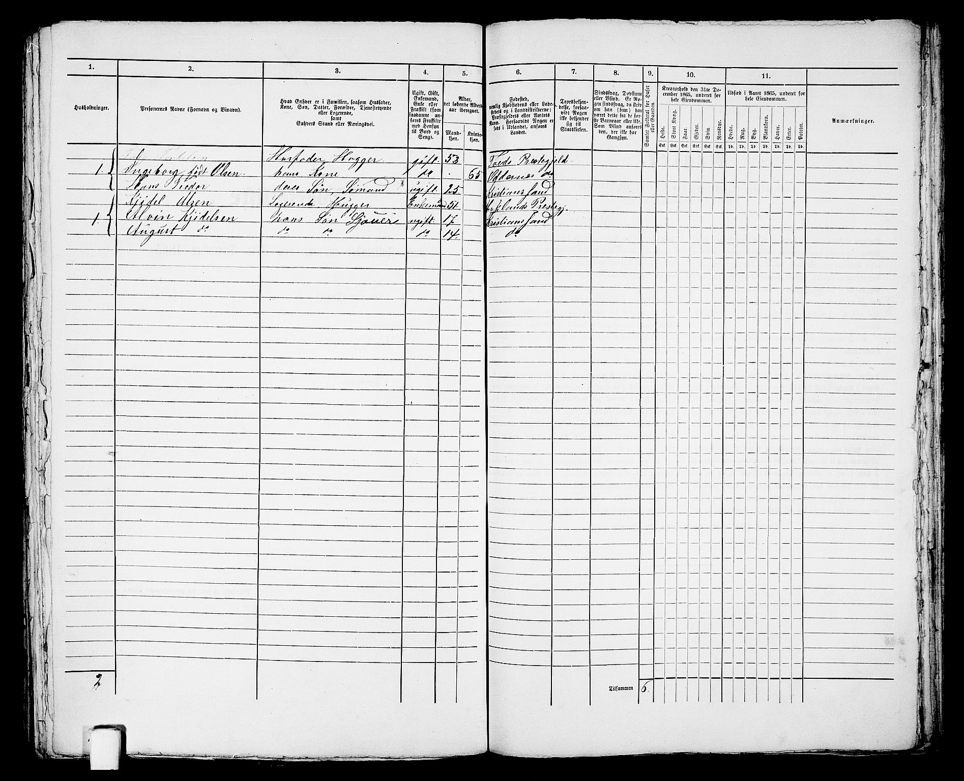 RA, 1865 census for Kristiansand, 1865, p. 1472