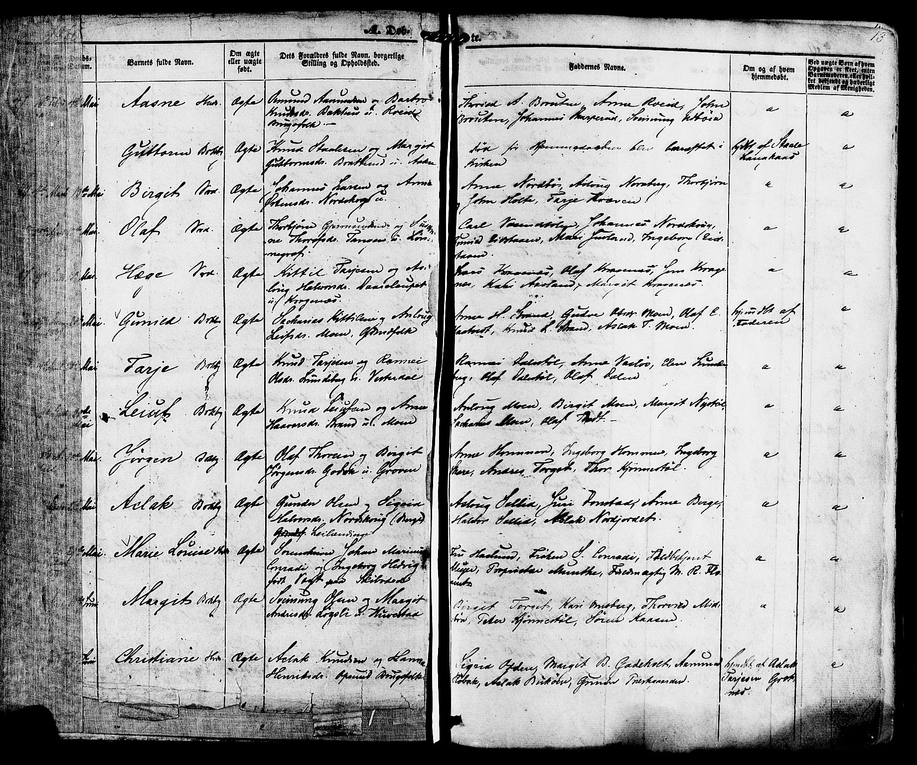 Kviteseid kirkebøker, AV/SAKO-A-276/F/Fa/L0007: Parish register (official) no. I 7, 1859-1881, p. 13