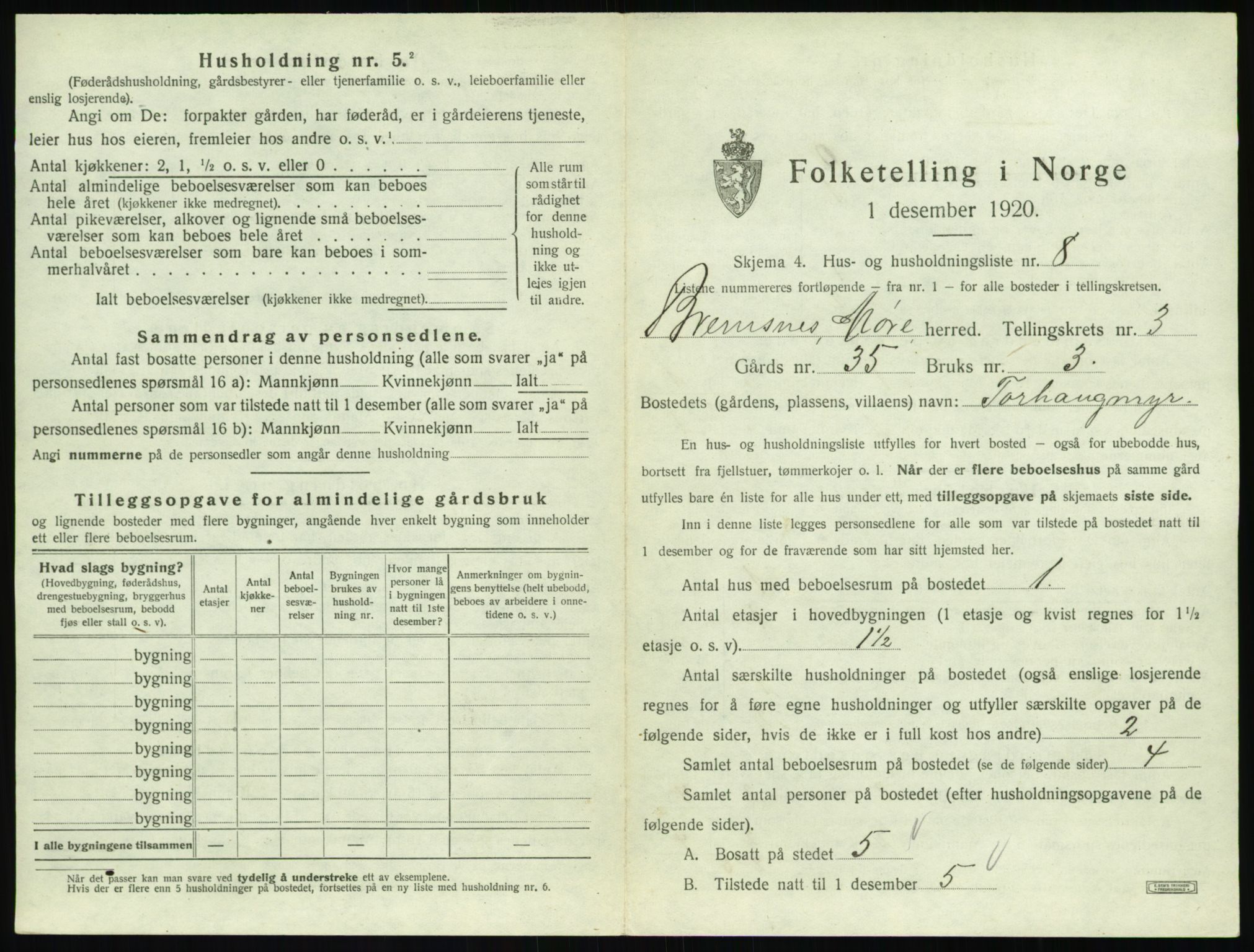 SAT, 1920 census for Bremsnes, 1920, p. 347