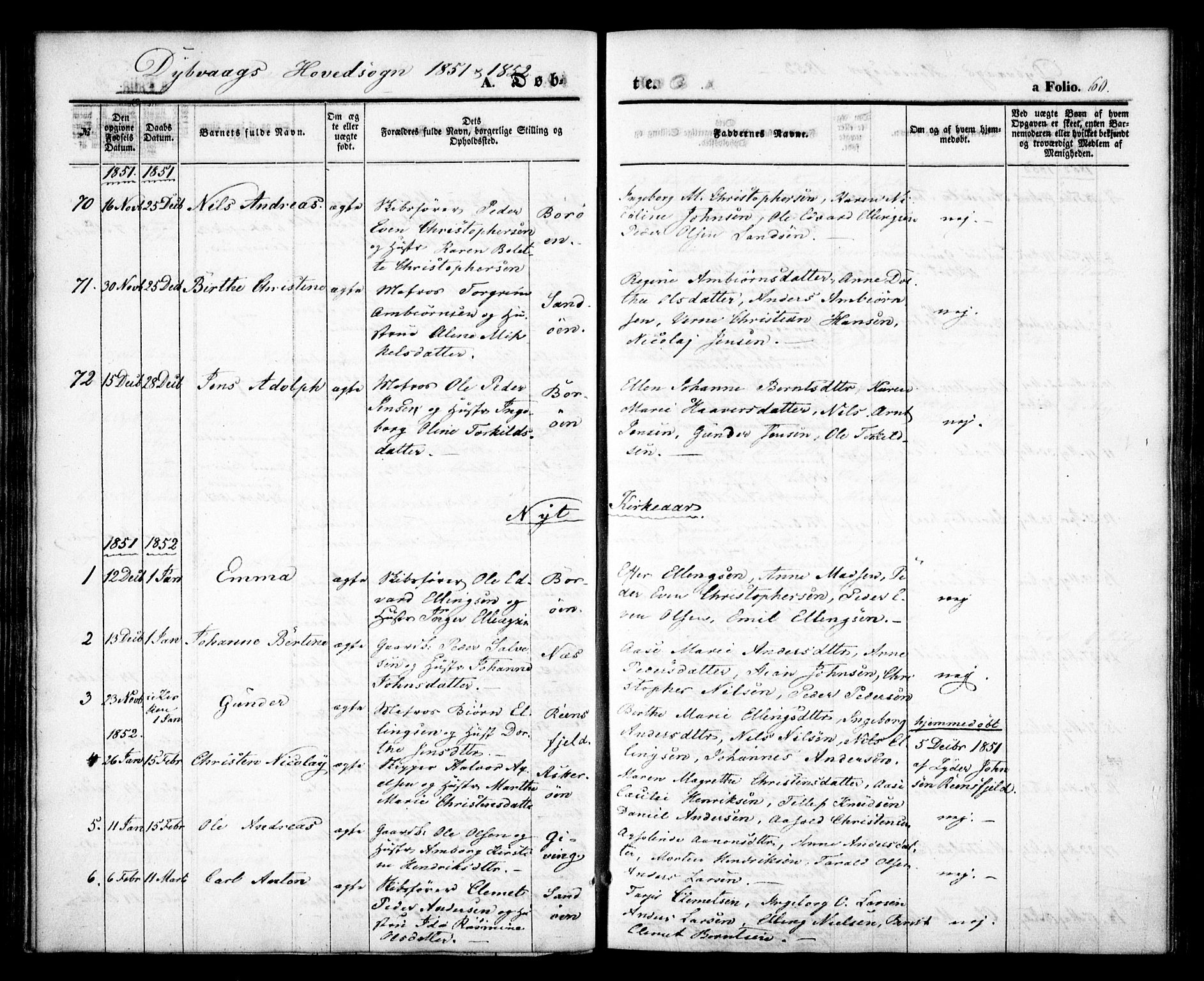 Dypvåg sokneprestkontor, AV/SAK-1111-0007/F/Fa/Faa/L0005: Parish register (official) no. A 5, 1841-1854, p. 60