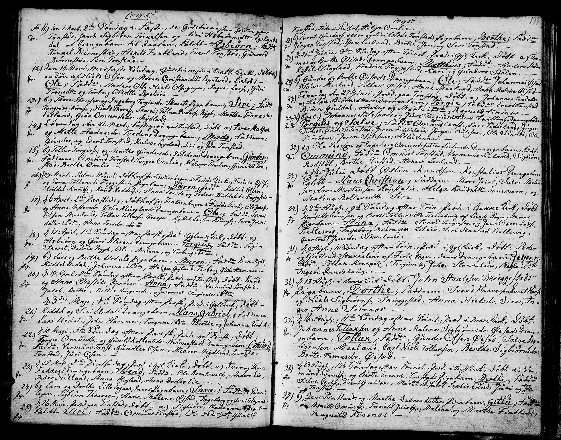 Bakke sokneprestkontor, SAK/1111-0002/F/Fa/Faa/L0002: Parish register (official) no. A 2, 1780-1816, p. 133