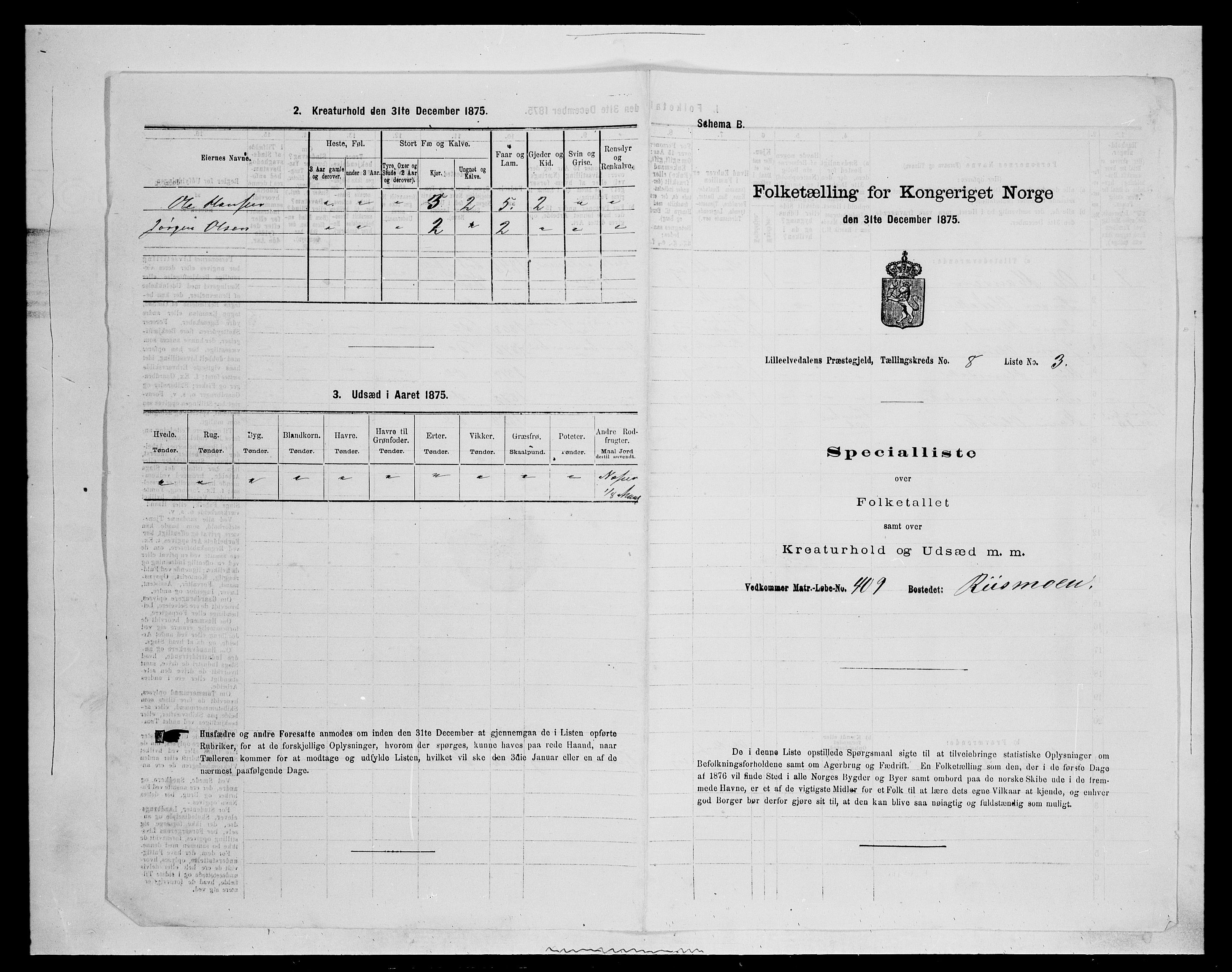 SAH, 1875 census for 0438P Lille Elvedalen, 1875, p. 731