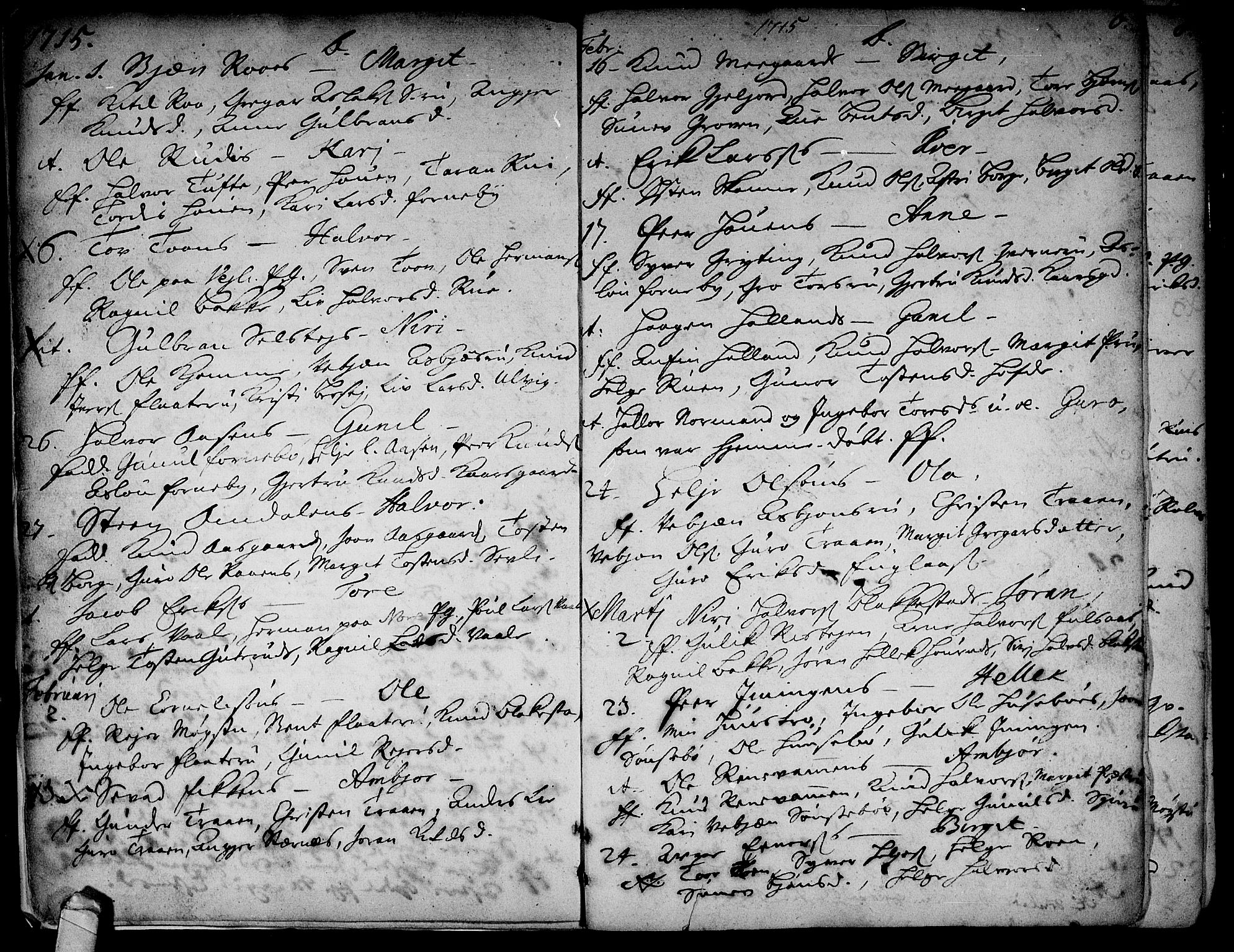 Rollag kirkebøker, SAKO/A-240/F/Fa/L0002: Parish register (official) no. I 2, 1714-1742, p. 6