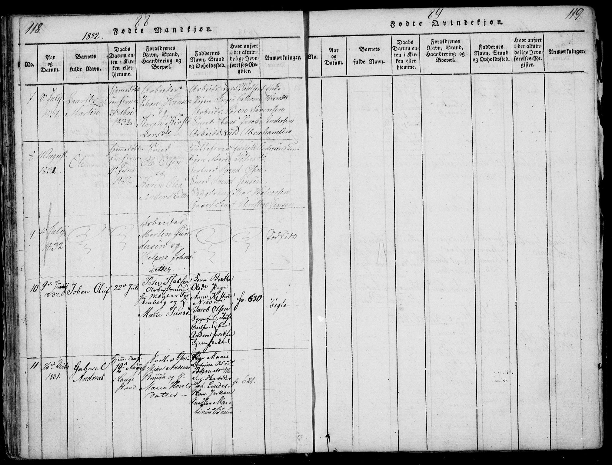 Larvik kirkebøker, AV/SAKO-A-352/F/Fb/L0002: Parish register (official) no. II 2, 1818-1842, p. 118-119