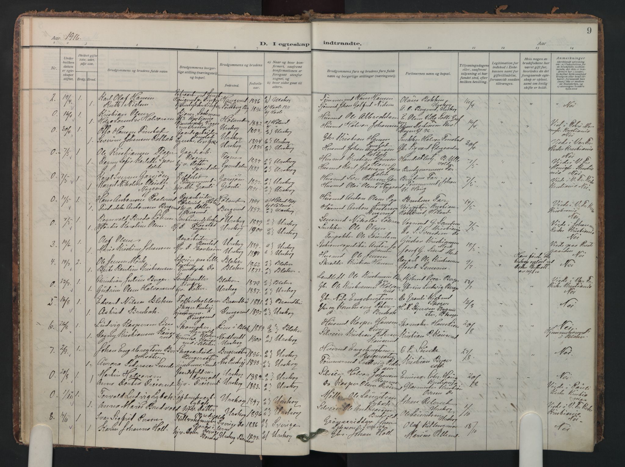 Aurskog prestekontor Kirkebøker, SAO/A-10304a/F/Fa/L0016: Parish register (official) no. I 16, 1910-1934, p. 9
