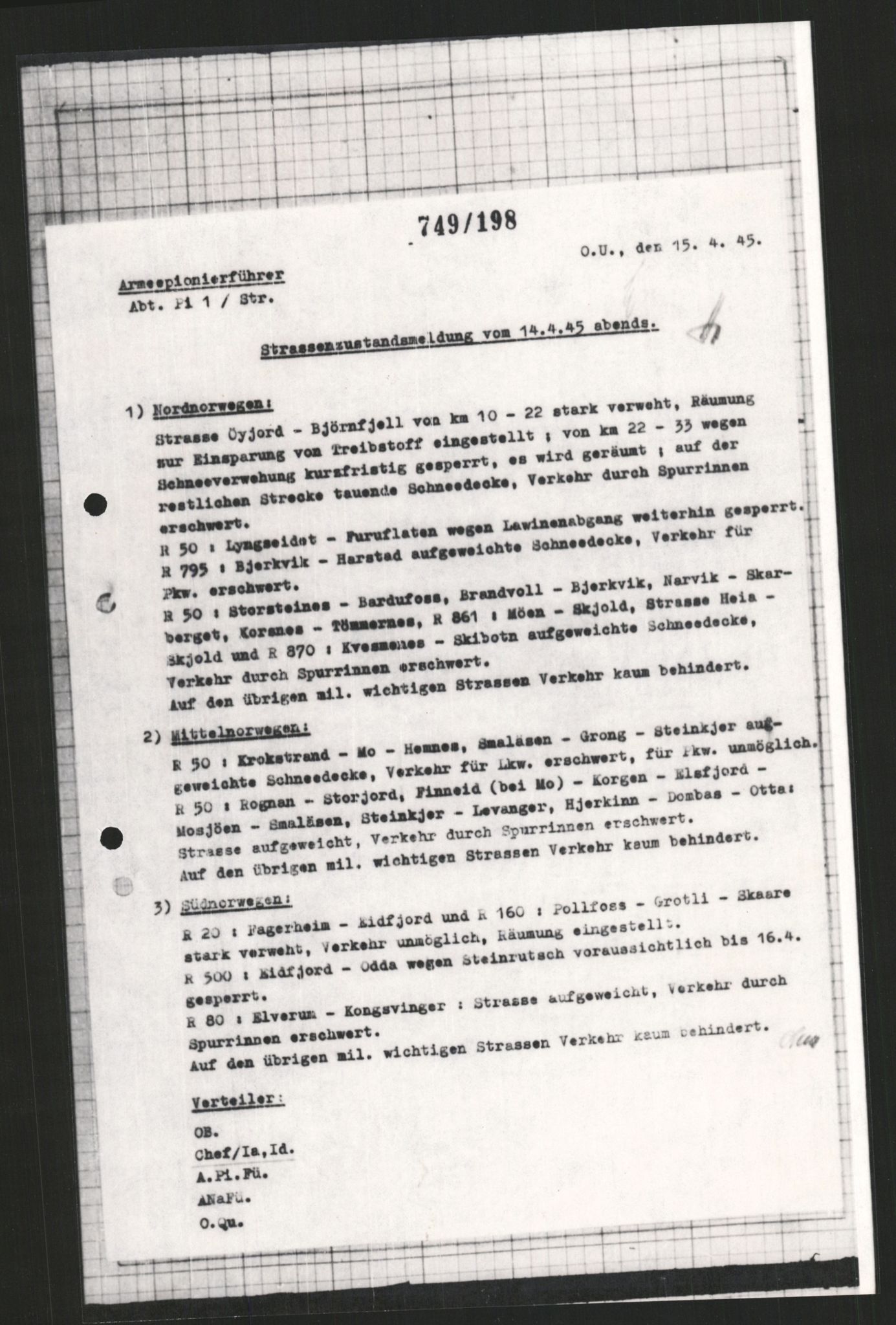 Forsvarets Overkommando. 2 kontor. Arkiv 11.4. Spredte tyske arkivsaker, AV/RA-RAFA-7031/D/Dar/Dara/L0009: Krigsdagbøker for 20. Gebirgs-Armee-Oberkommando (AOK 20), 1940-1945, p. 254