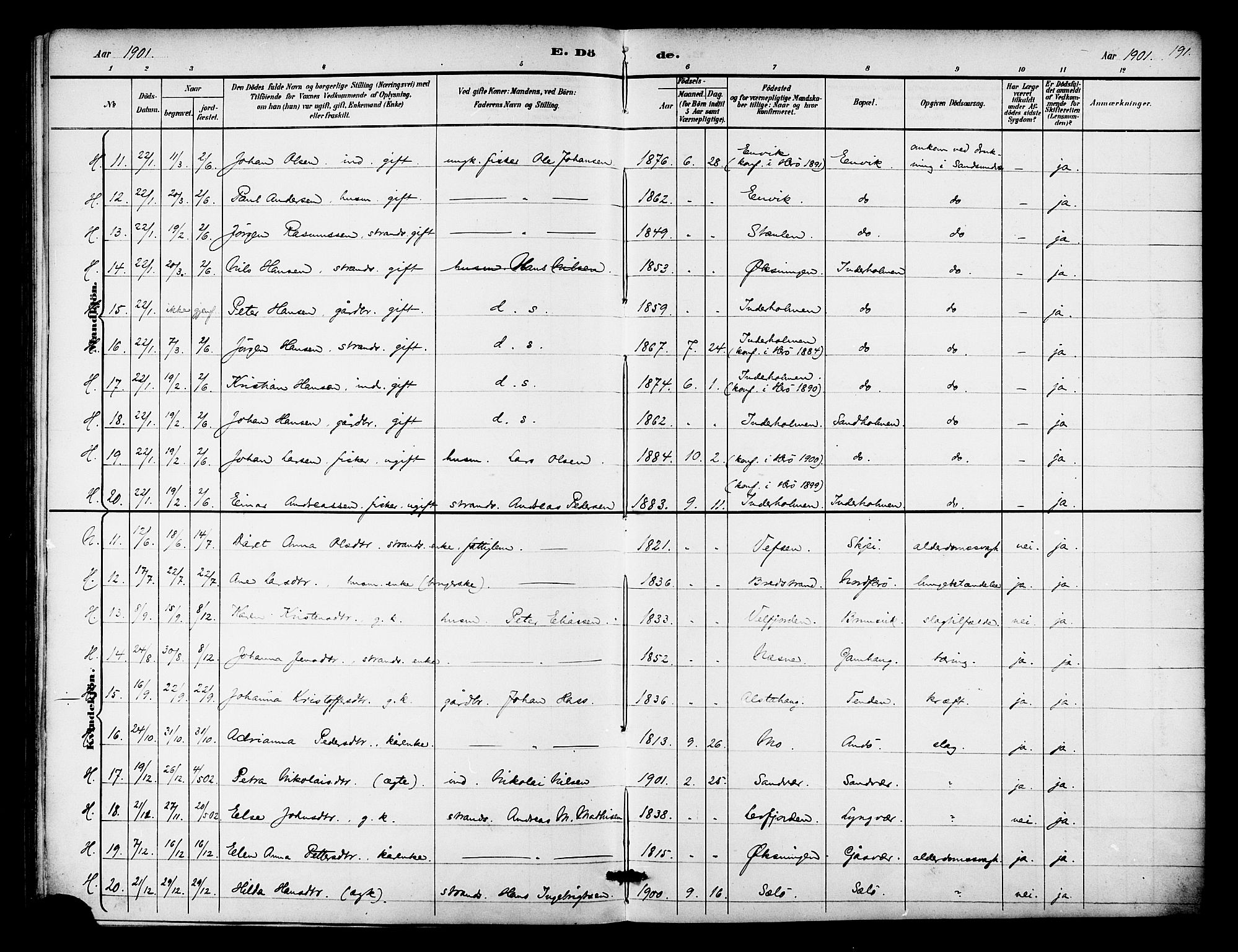 Ministerialprotokoller, klokkerbøker og fødselsregistre - Nordland, AV/SAT-A-1459/834/L0508: Parish register (official) no. 834A06, 1892-1901, p. 191