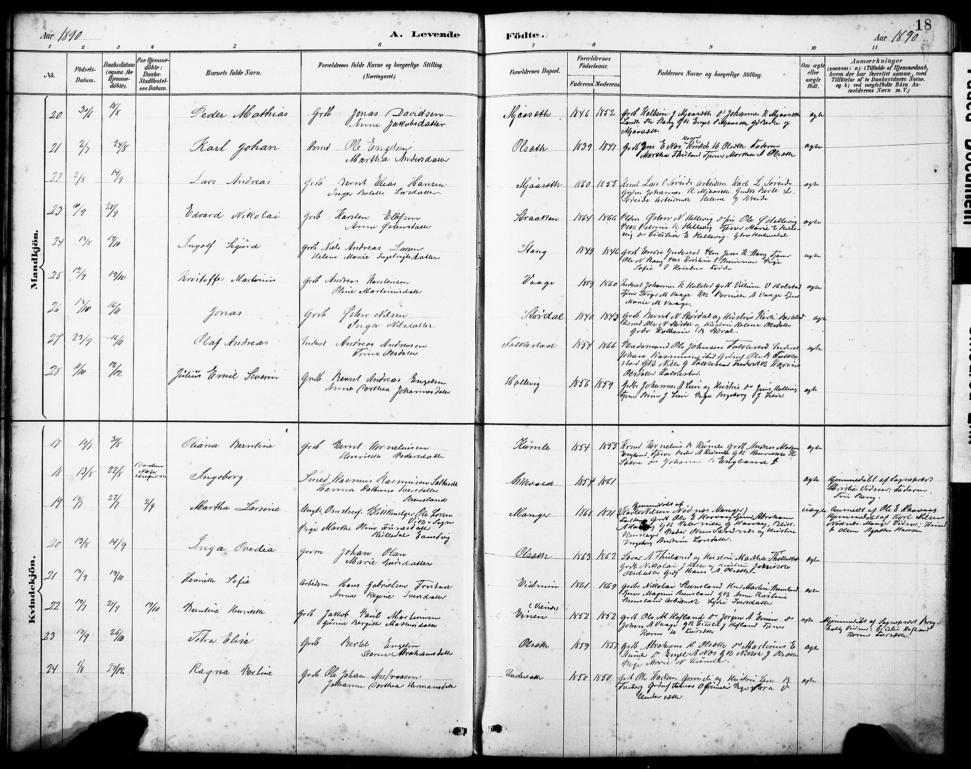 Askvoll sokneprestembete, AV/SAB-A-79501/H/Hab/Haba/L0003: Parish register (copy) no. A 3, 1886-1928, p. 18