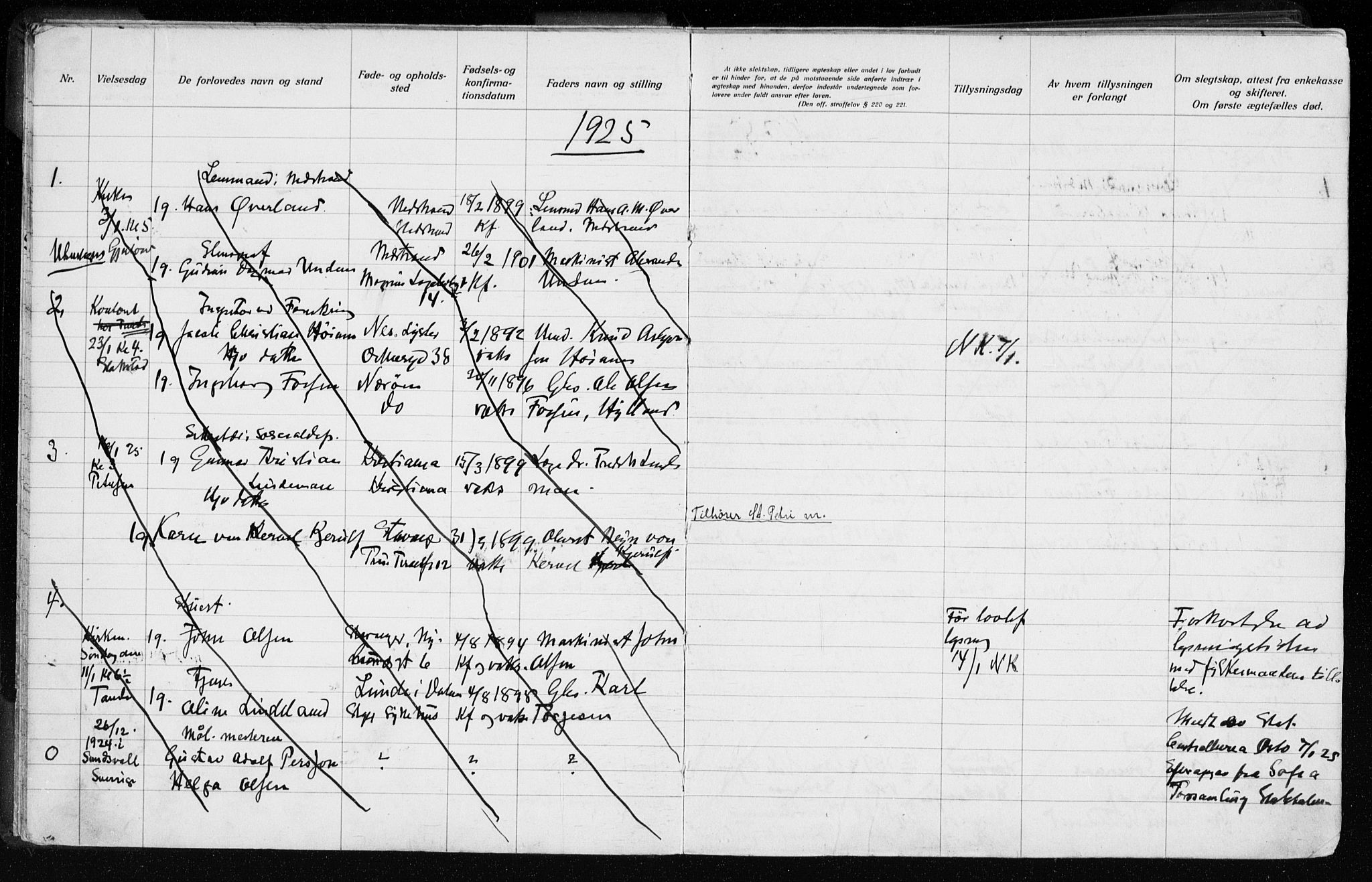 Domkirken sokneprestkontor, SAST/A-101812/001/70/705BA/L0007: Banns register no. 705.BA.7, 1924-1936