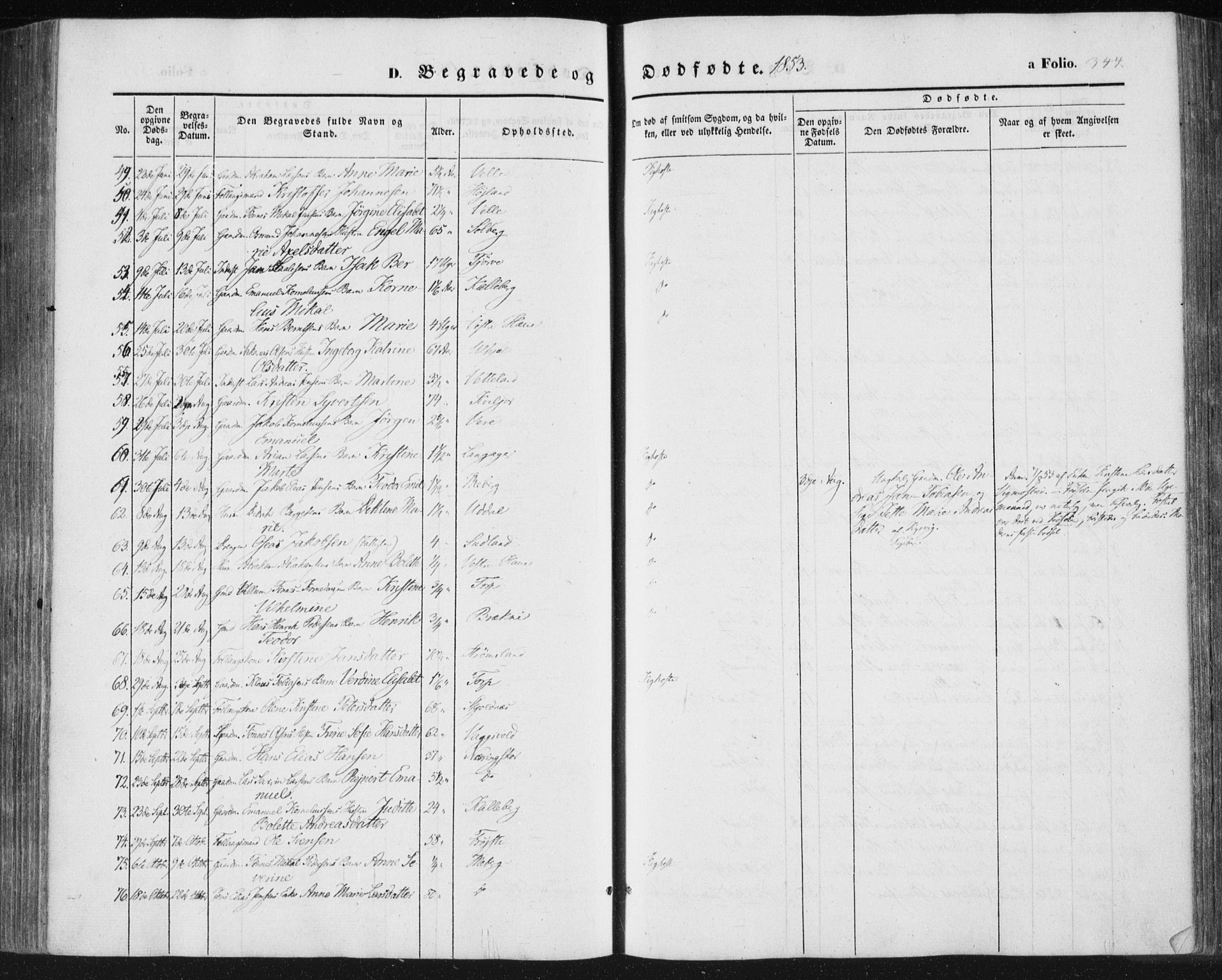 Lista sokneprestkontor, SAK/1111-0027/F/Fa/L0010: Parish register (official) no. A 10, 1846-1861, p. 344