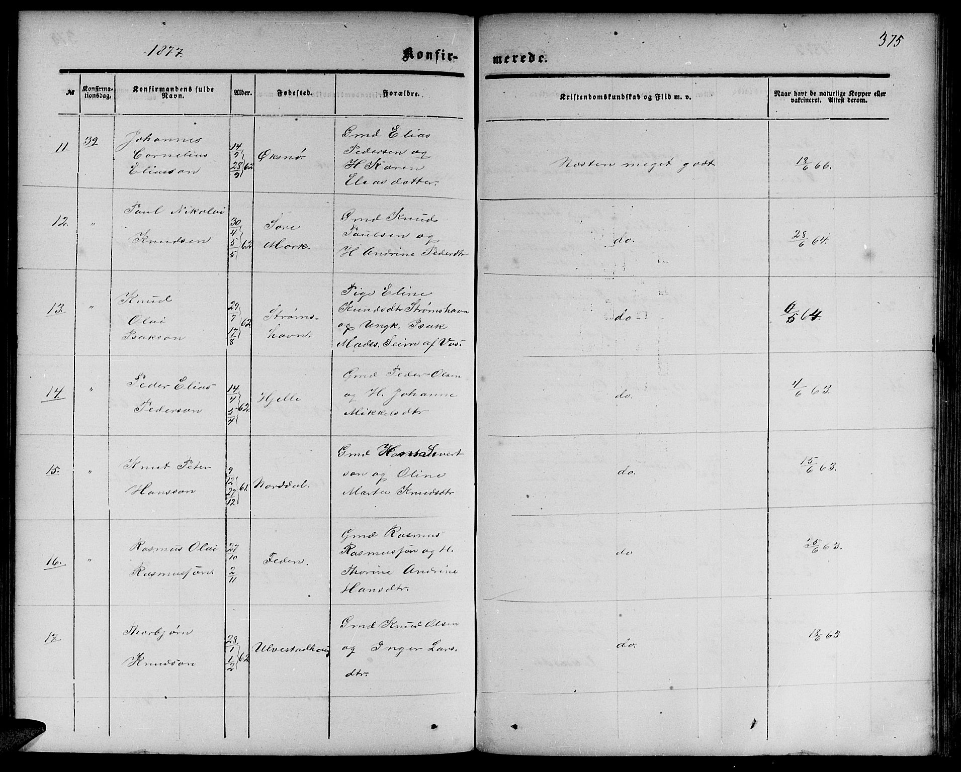 Ministerialprotokoller, klokkerbøker og fødselsregistre - Møre og Romsdal, AV/SAT-A-1454/511/L0157: Parish register (copy) no. 511C03, 1864-1884, p. 375