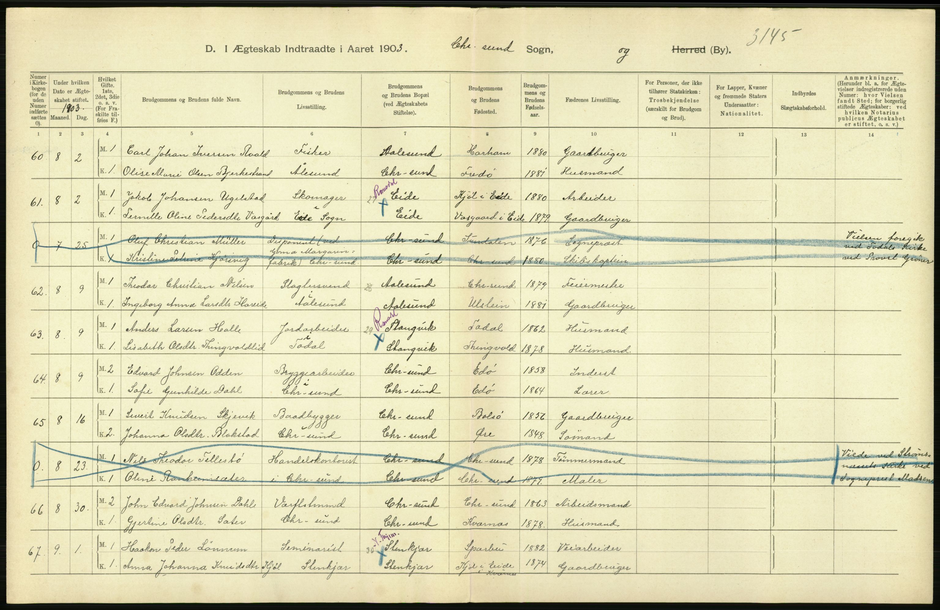 Statistisk sentralbyrå, Sosiodemografiske emner, Befolkning, AV/RA-S-2228/D/Df/Dfa/Dfaa/L0016: Romsdal amt: Fødte, gifte, døde., 1903, p. 712