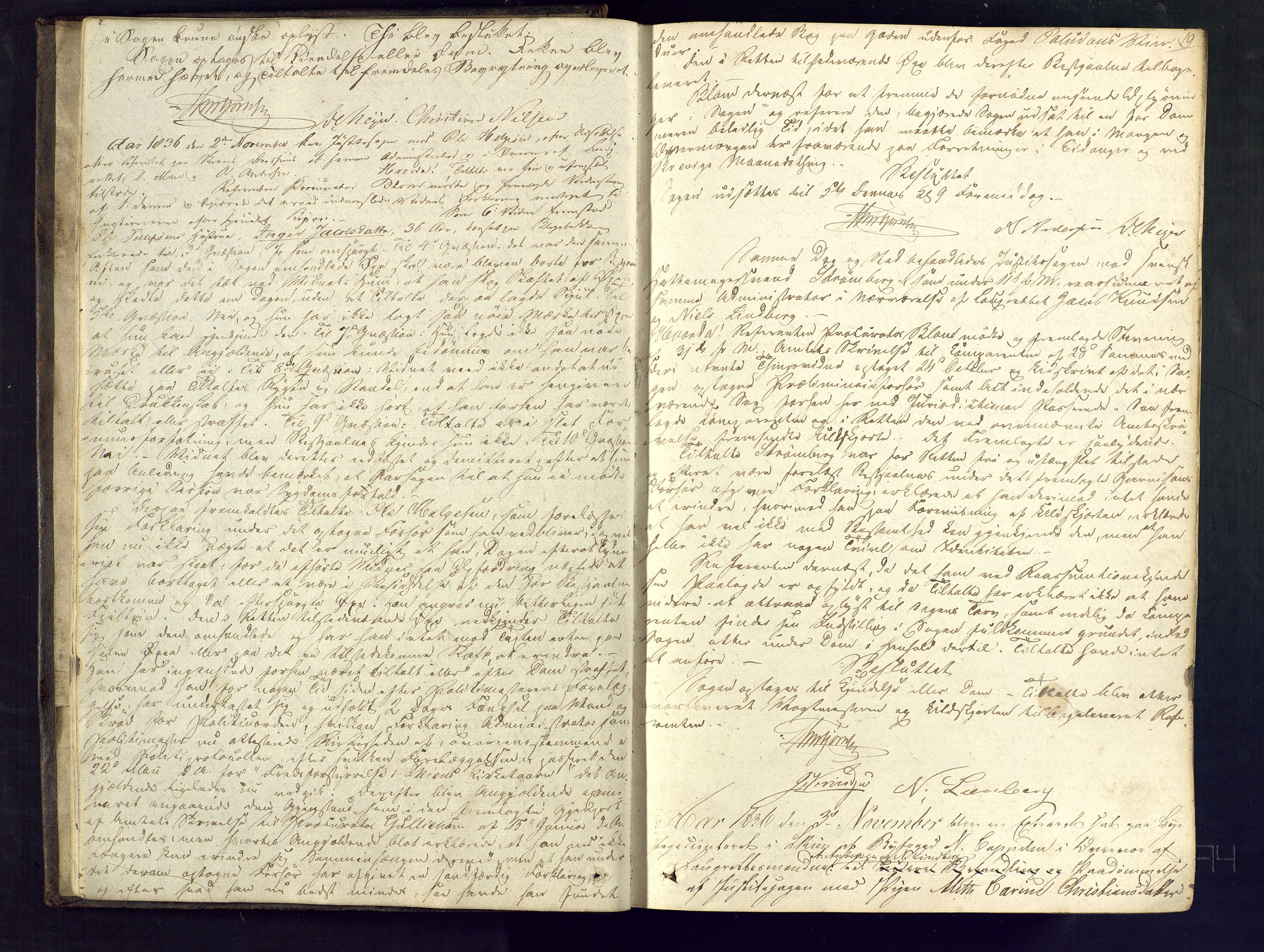 Skien byfogd, AV/SAKO-A-219/F/Fc/L0002: Sivil ekstrarettsprotokoll., 1836-1843, p. 18-19