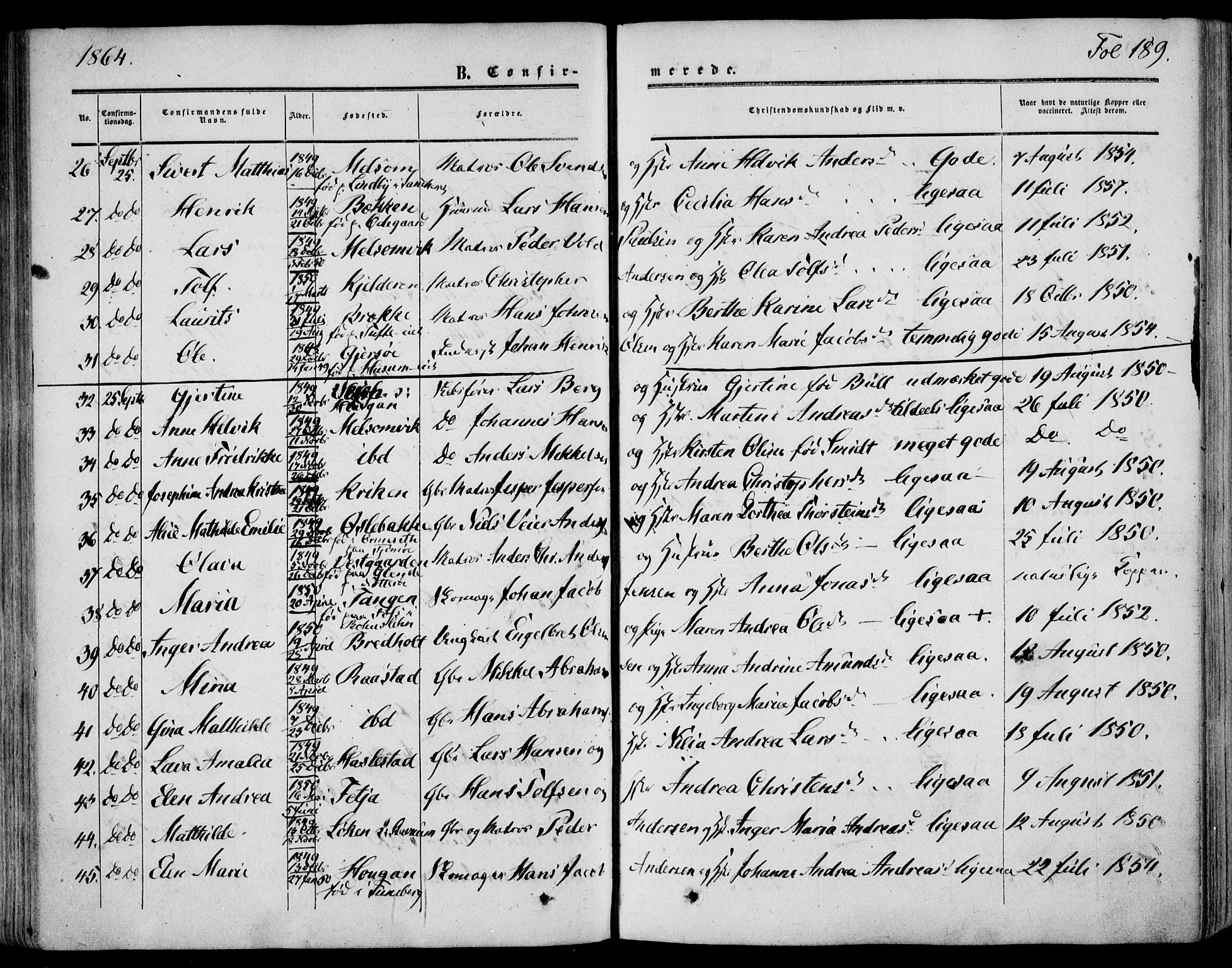 Stokke kirkebøker, AV/SAKO-A-320/F/Fa/L0008: Parish register (official) no. I 8, 1858-1871, p. 189