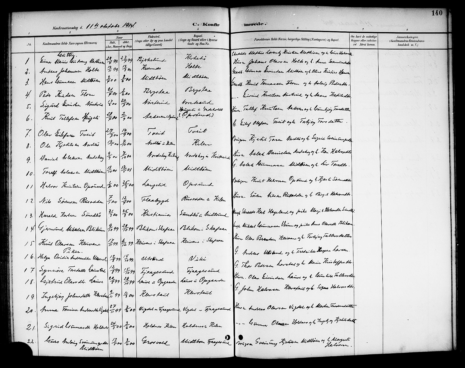 Kviteseid kirkebøker, SAKO/A-276/G/Ga/L0002: Parish register (copy) no. I 2, 1893-1918, p. 140