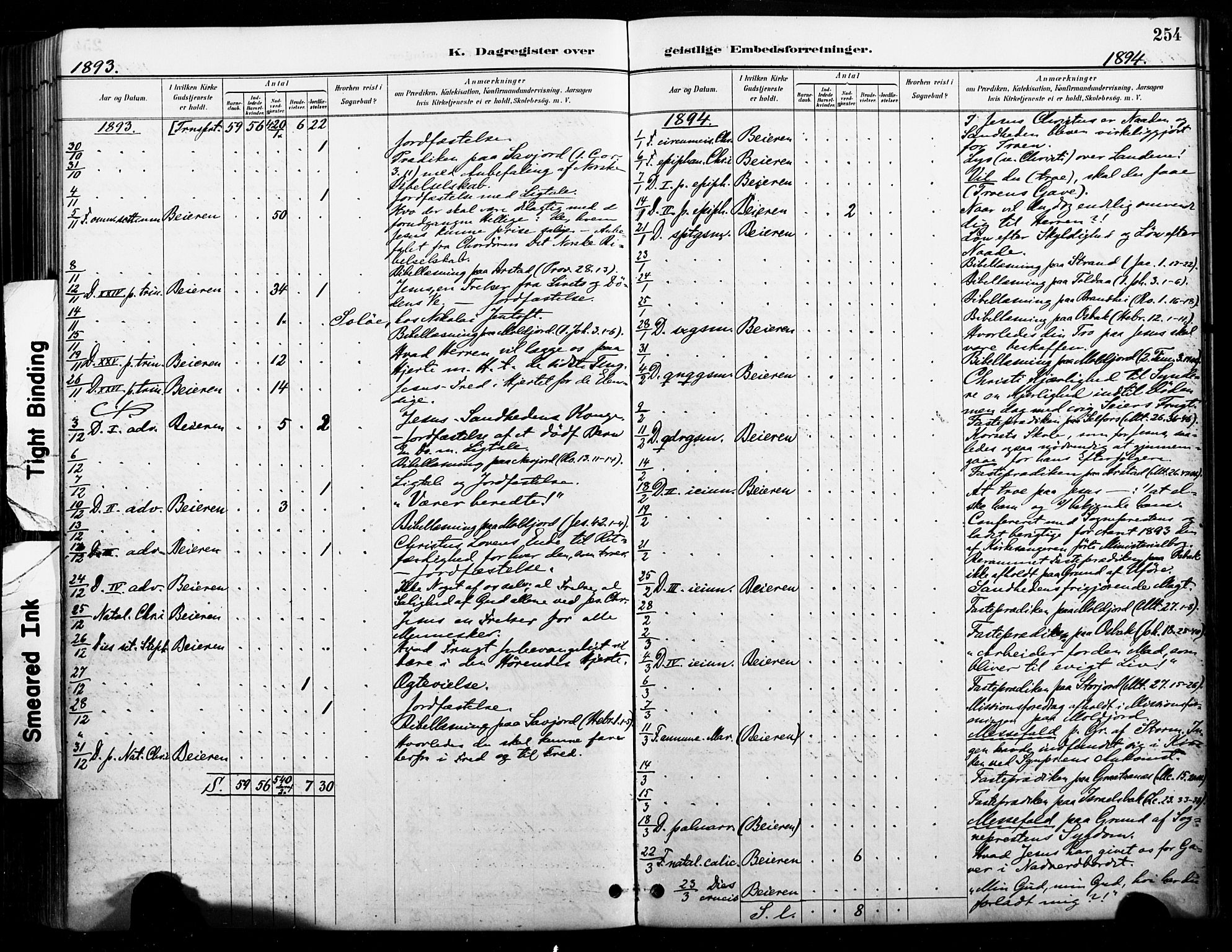 Ministerialprotokoller, klokkerbøker og fødselsregistre - Nordland, AV/SAT-A-1459/846/L0646: Parish register (official) no. 846A04, 1887-1901, p. 254