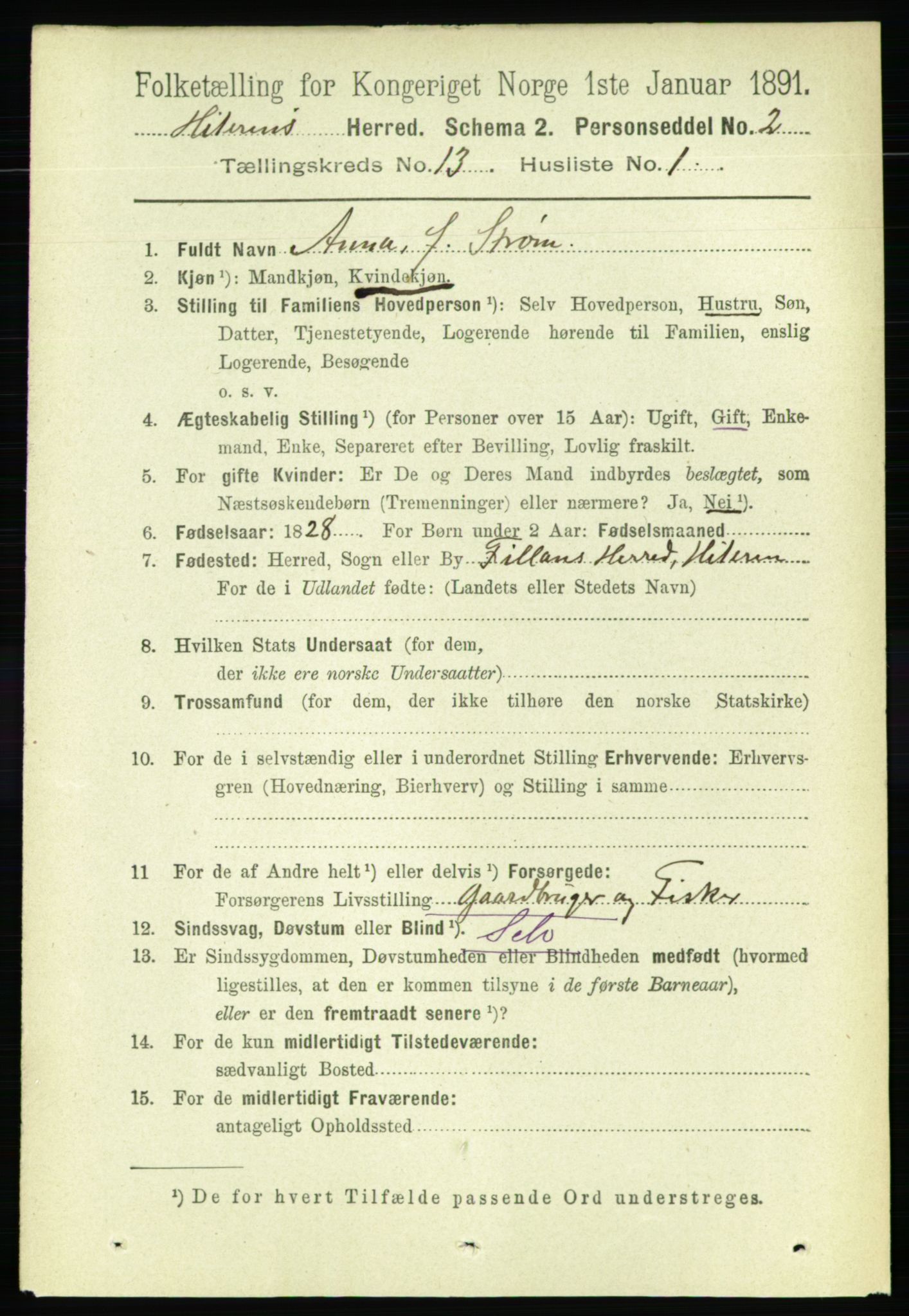 RA, 1891 census for 1617 Hitra, 1891, p. 2732